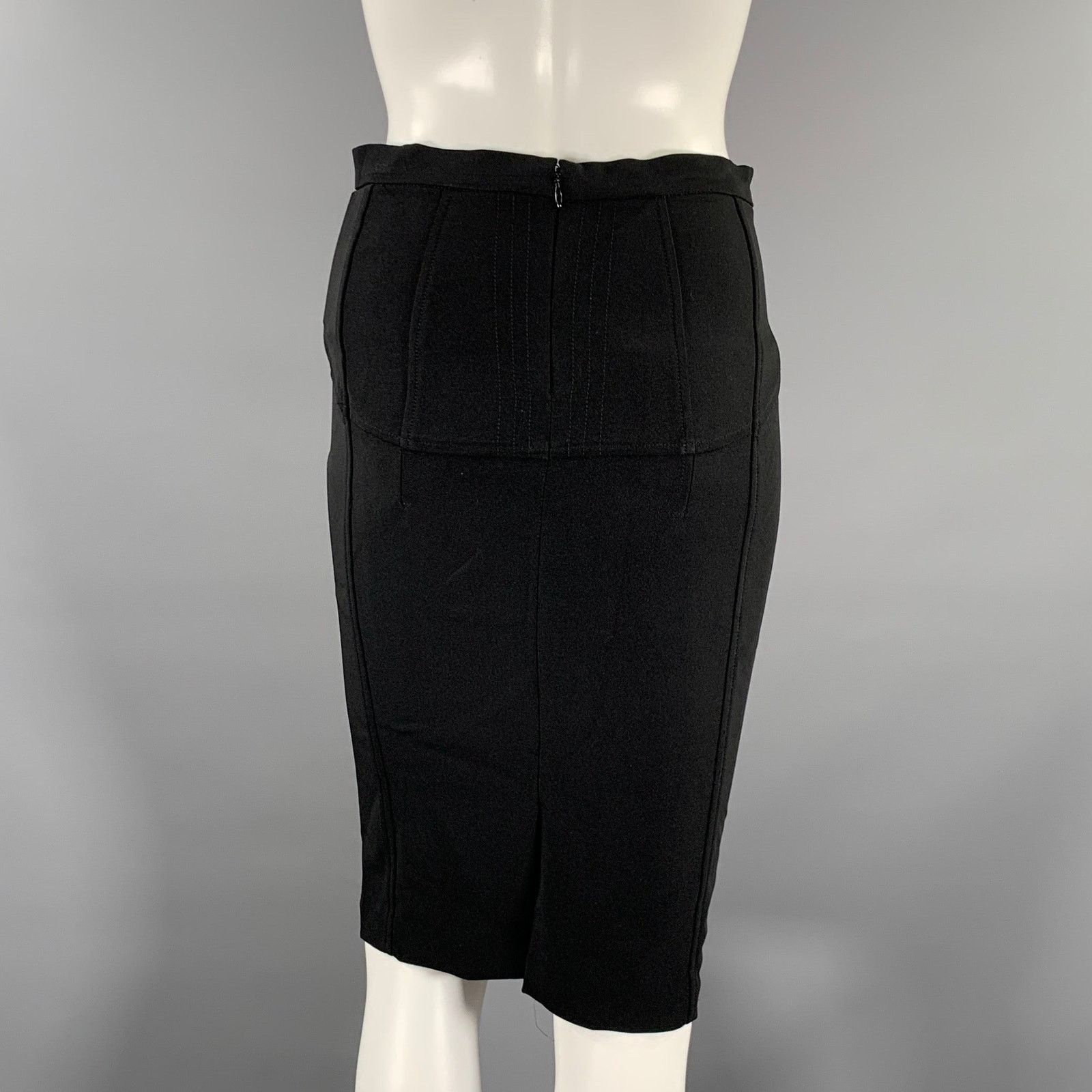 Dolce & Gabbana DOLCE & GABBANA Size 0 Black Acetate Knee-Length Skirt Size 25" / US 0 / IT 36 - 2 Thumbnail