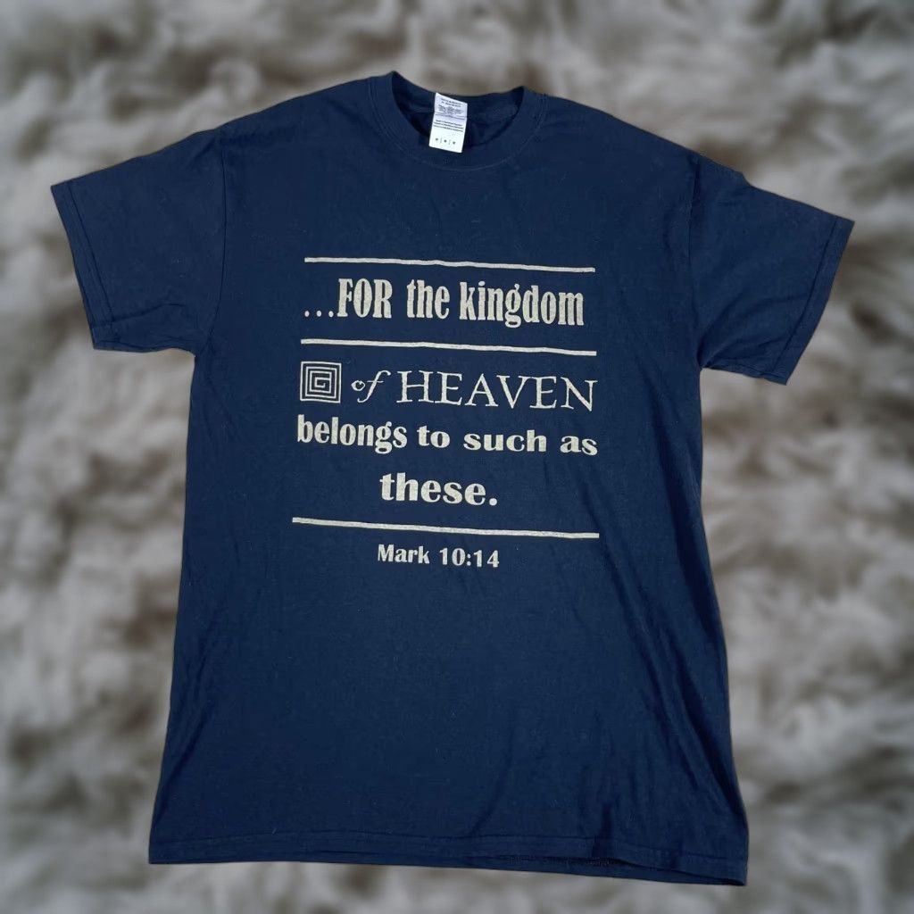 Gildan VINTAGE Jesus Christianity T-Shirt Mens Medium Black Kingdom Heaven Mark 10:14 Shirt M Black Mens T-Shirt Size US M / EU 48-50 / 2 - 1 Thumbnail