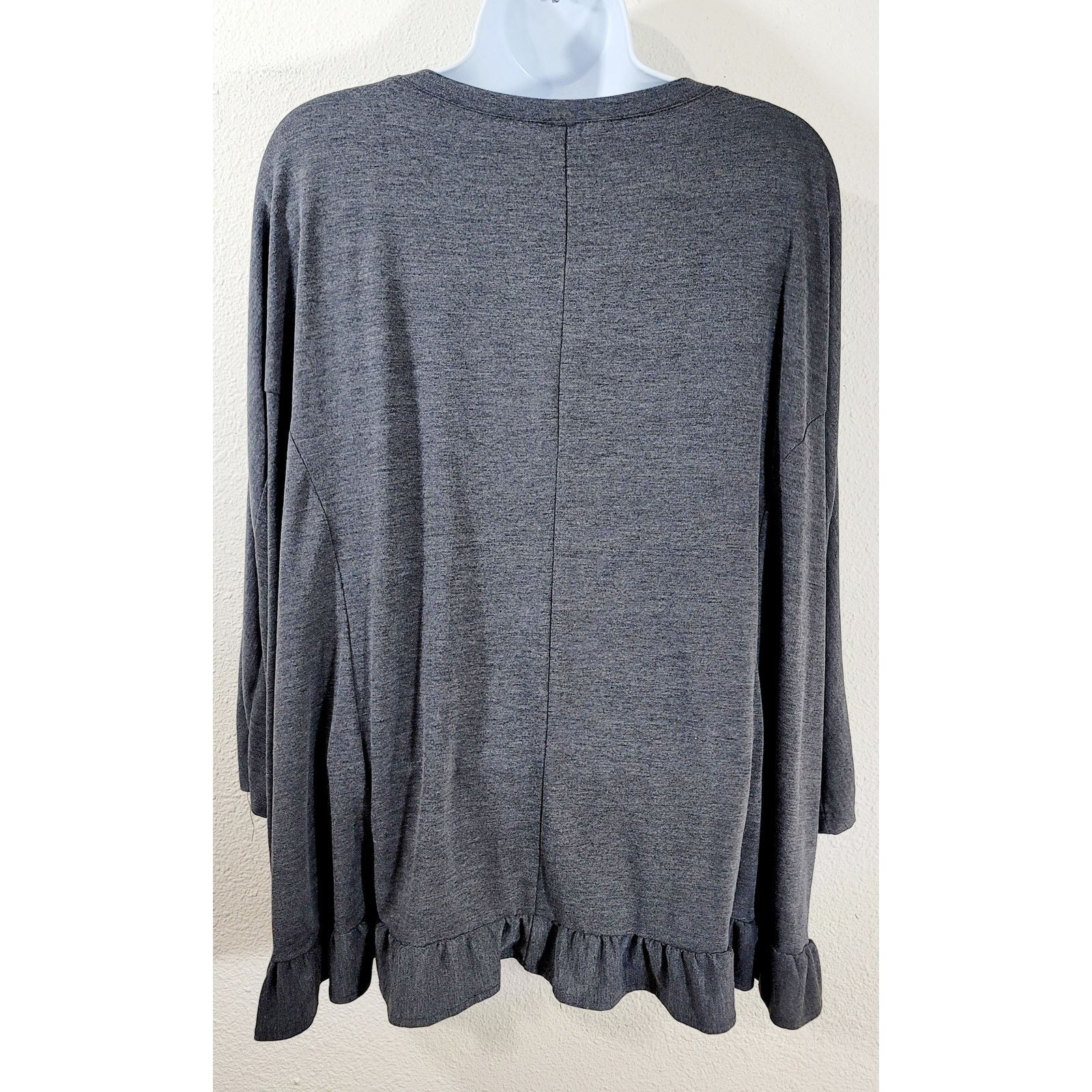 Other Love Charcoal Heathered Hi Low Ruffled Top S/M Lightweight Size M / US 6-8 / IT 42-44 - 3 Thumbnail