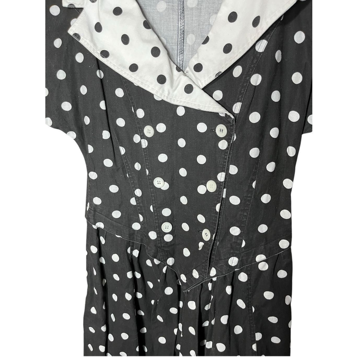 Other Avon Fashions black white polka dot midi dress 1980s Size 7/ Size M / US 6-8 / IT 42-44 - 6 Thumbnail