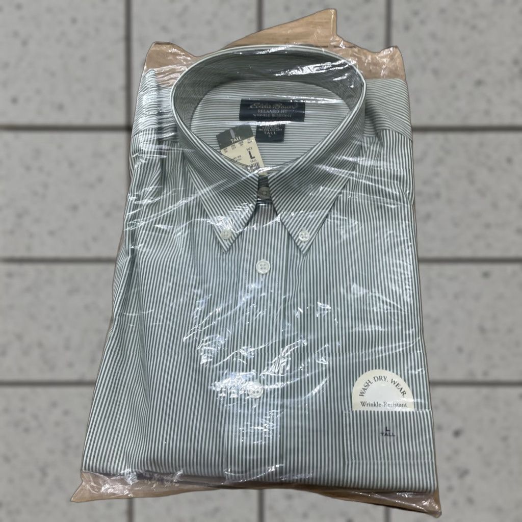 Eddie Bauer VINTAGE Eddie Bauer Button-Up Shirt Mens LT Green Stripe 90s Deadstock Twill Pocket N/A NOS Size US L / EU 52-54 / 3 - 1 Thumbnail