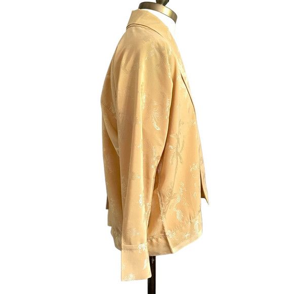 Handmade Vintage Beige Silky Brocade Open Kimono Robe Jacket - Small Size S / US 4 / IT 40 - 4 Thumbnail
