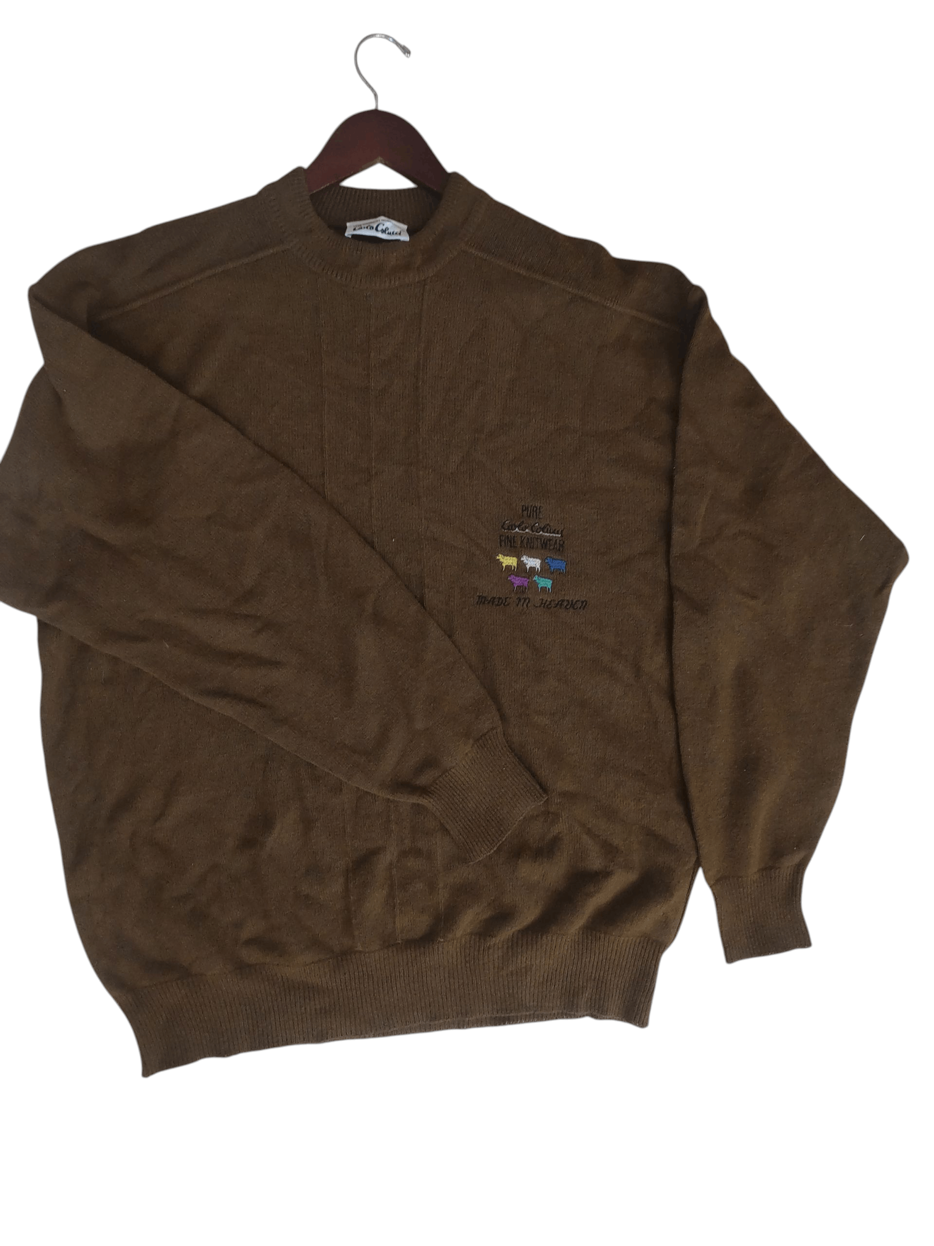 Carlo Colucci CARLO COLUCCI Jumper Graphic Sheep Wool KnitWear Sweater Size US XL / EU 56 / 4 - 2 Thumbnail