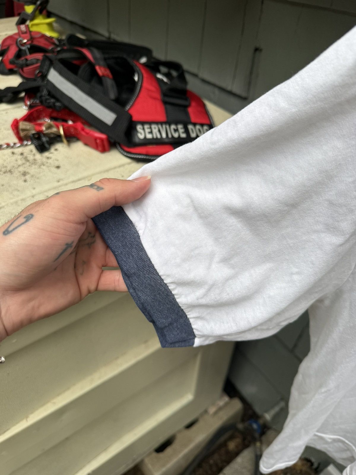 Vintage Vintage paper thin varsity 90s white blue shirt Size US XL / EU 56 / 4 - 4 Thumbnail