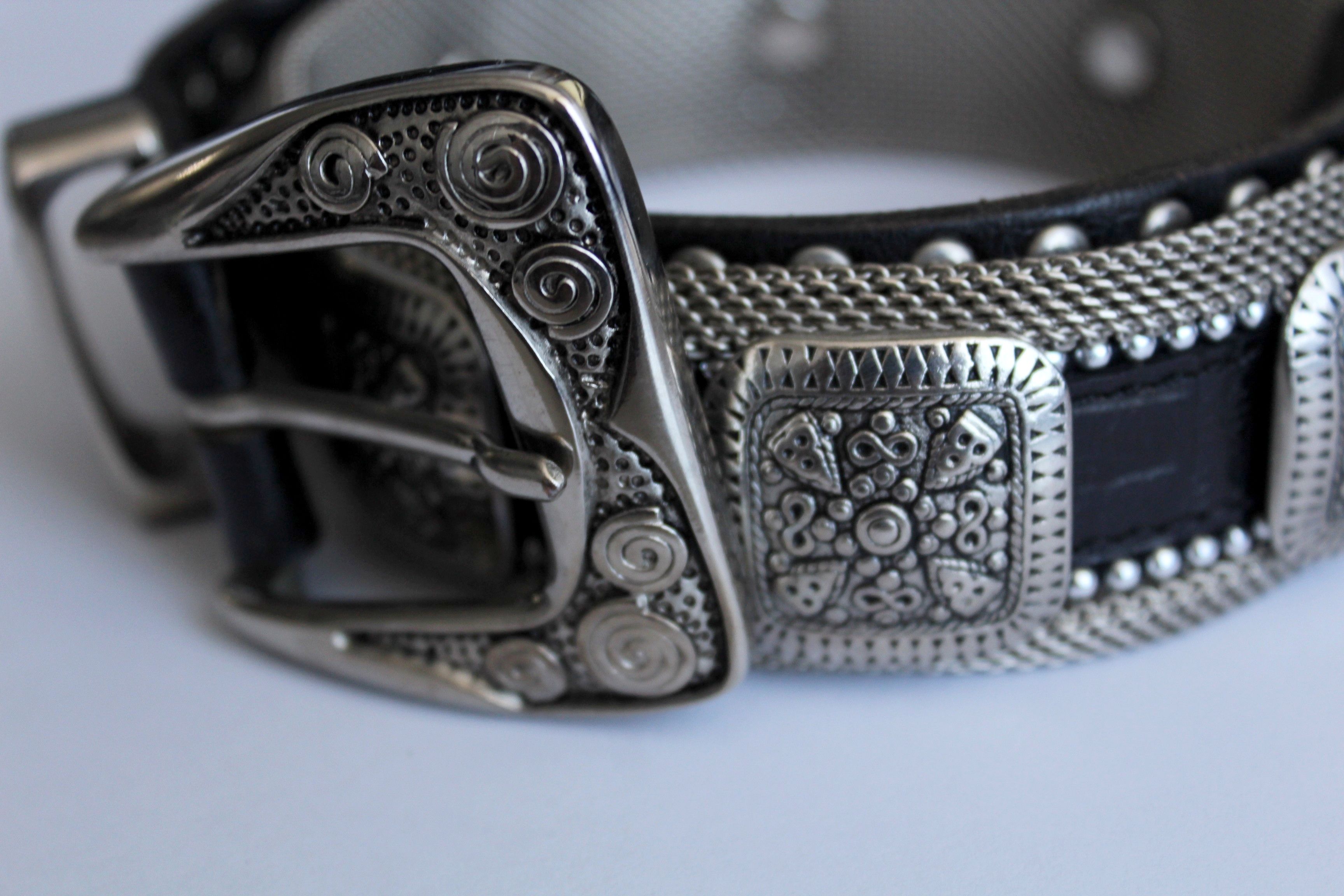 image of Nanni Leather / Metal Belt Made In Italy Italian Designers in Black, Women's