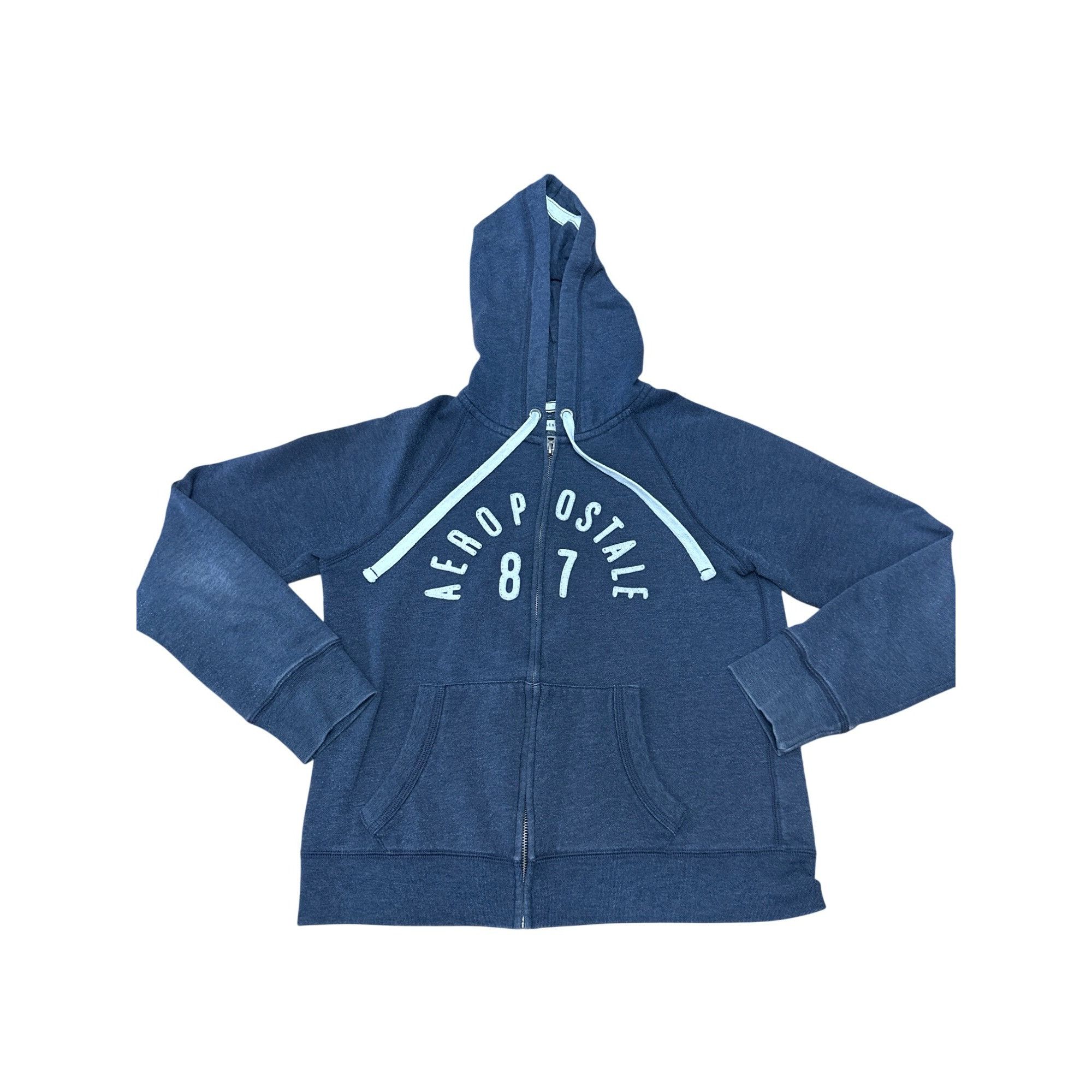 Aeropostale Aeropostale 87 Navy Blue Full Zip Hoodie Drawstring Hood Fr Size M / US 6-8 / IT 42-44 - 9 Thumbnail