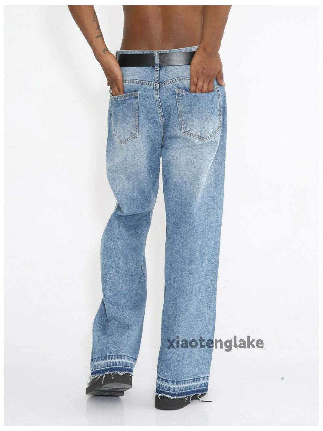 Jean Unisex washed faded loose baggy hiphop y2k jeans Size US 32 / EU 48 - 4 Thumbnail