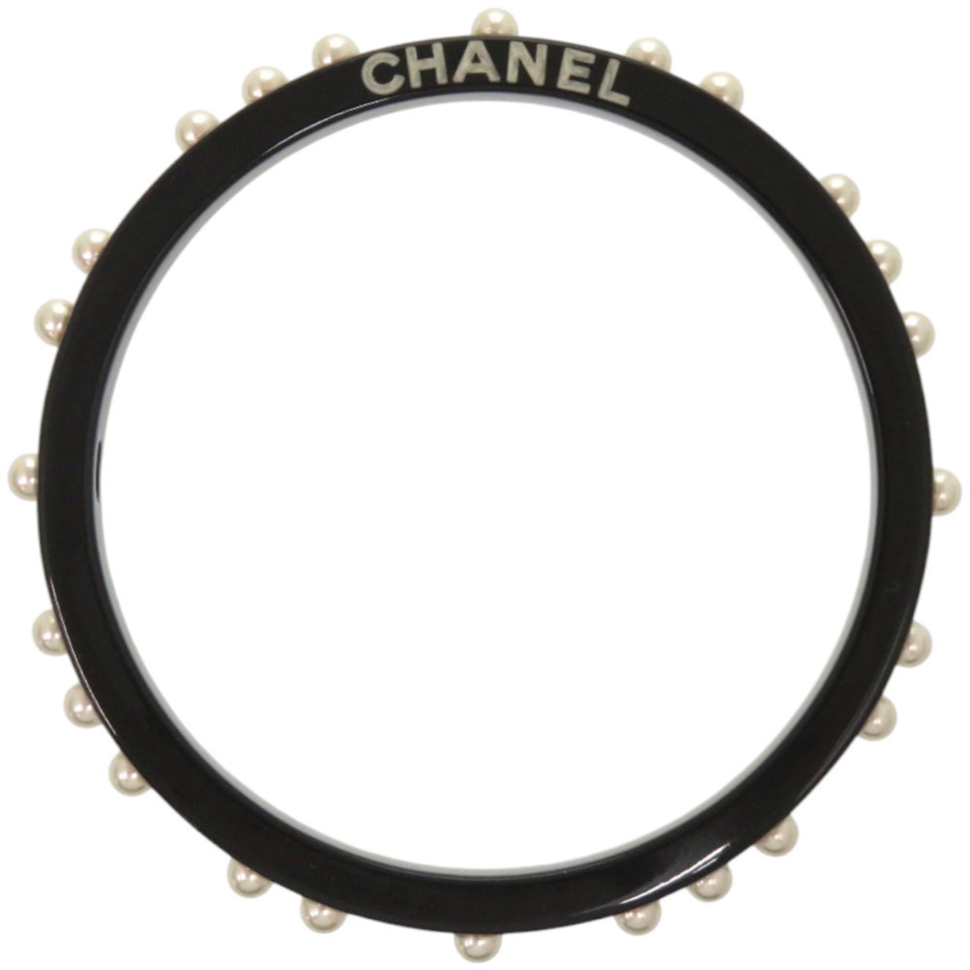 Chanel Excellent condition Chanel logo faux pearl plastic black bangle 1736CHANEL Size ONE SIZE - 1 Thumbnail