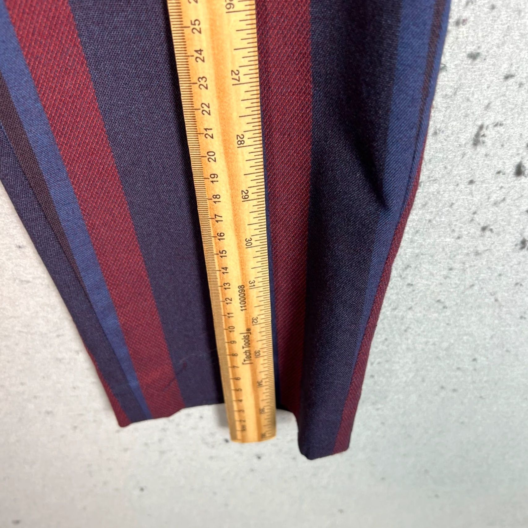 Asos ASOS Mens Cropped Blue Maroon Red Striped Trousers Size 30 Tapered Leg Pants Size US 30 / EU 46 - 6 Thumbnail