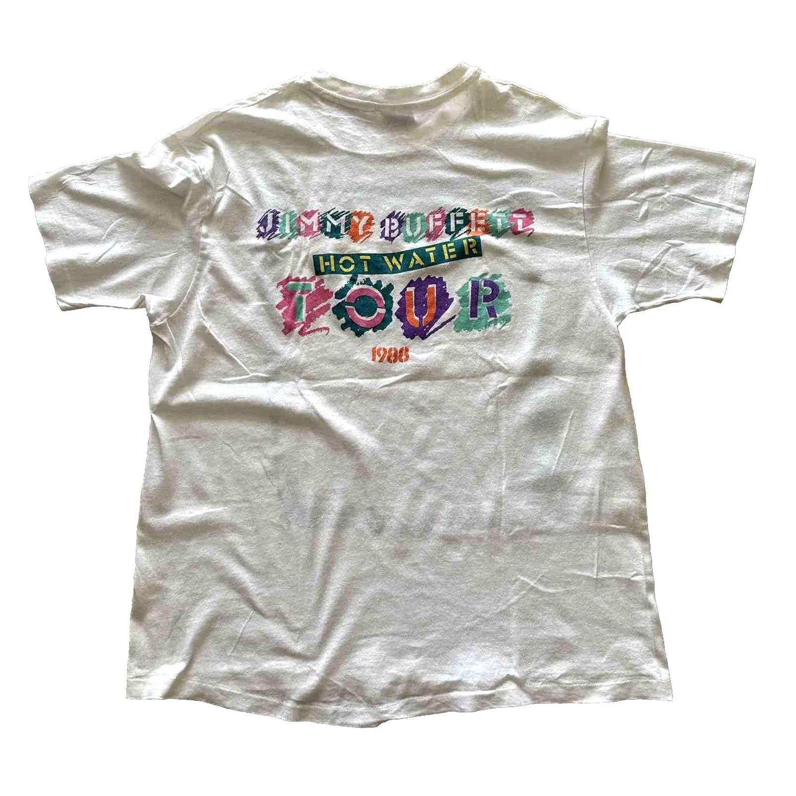 Hanes VINTAGE Hanes Jimmy Buffett Hot Water Tour Tee XL White Single Stitch RARE Shirt Mens 80s Size US XL / EU 56 / 4 - 2 Thumbnail