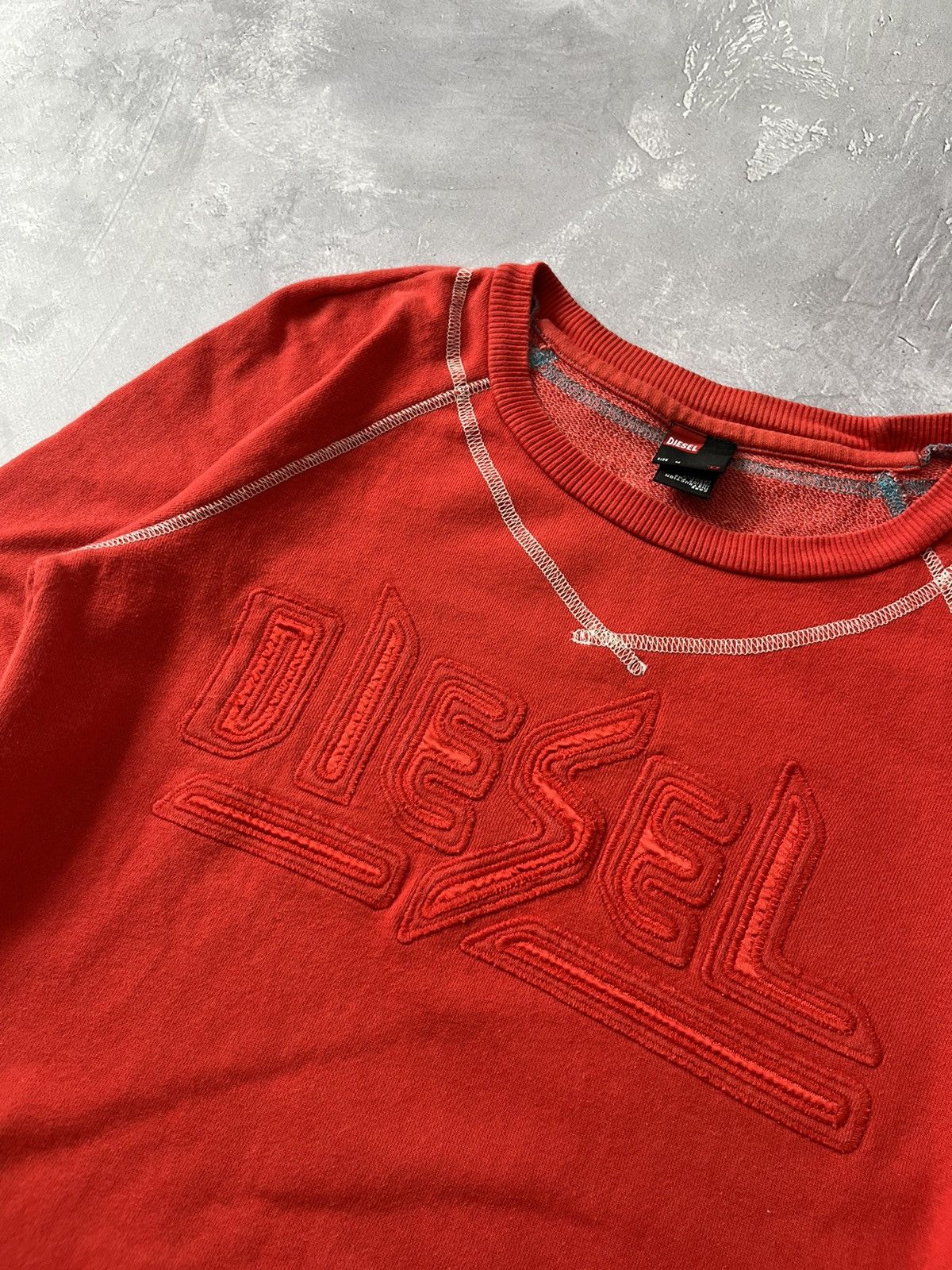 Diesel Vintage Diesel Big Logo Embroidered Sweatshirt Red Size M Size M / US 6-8 / IT 42-44 - 3 Thumbnail