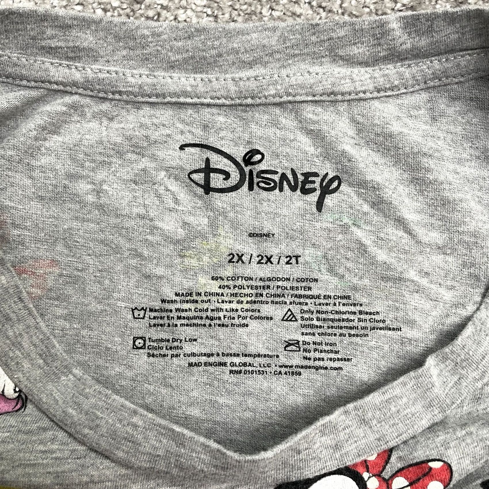 Disney Disney Mickey Mouse Graphic T-Shirt Womens 2X Gray Crew Neck Short Sleeve Tee Top Size XXL / US 16-18 / IT 52-54 - 7 Thumbnail