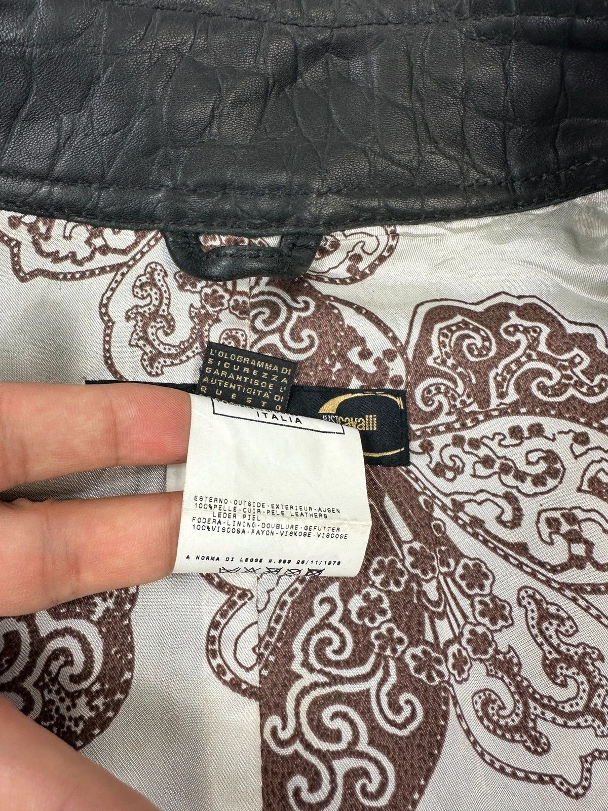Roberto Cavalli Roberto Cavalli 00’s Black Leather Stamped Jacket Size US L / EU 52-54 / 3 - 11 Thumbnail