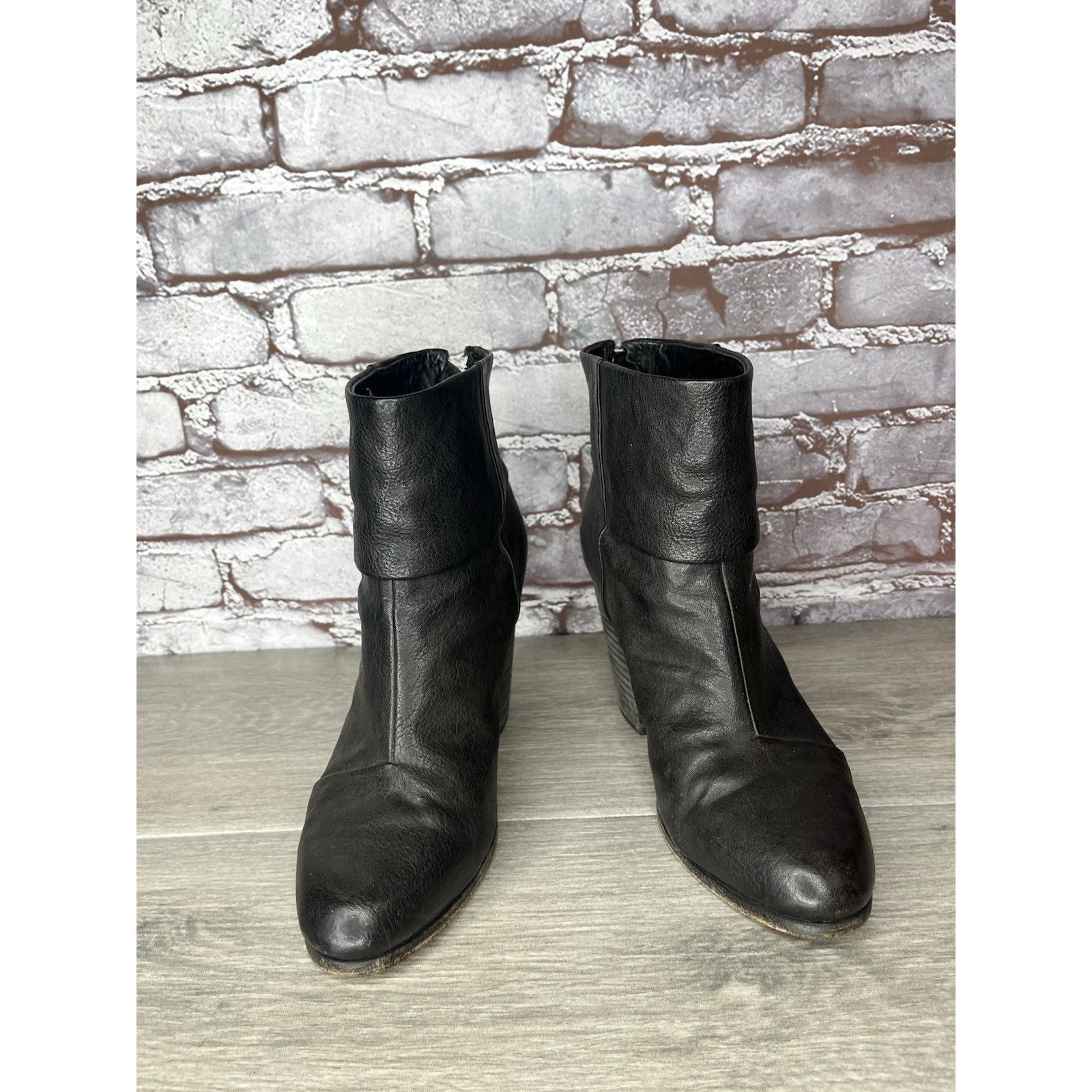 Rag & Bone Rag Bone Newbury Black Leather Stacked Heel Ankle Booties Wo Size US 8 / IT 38 - 10 Thumbnail