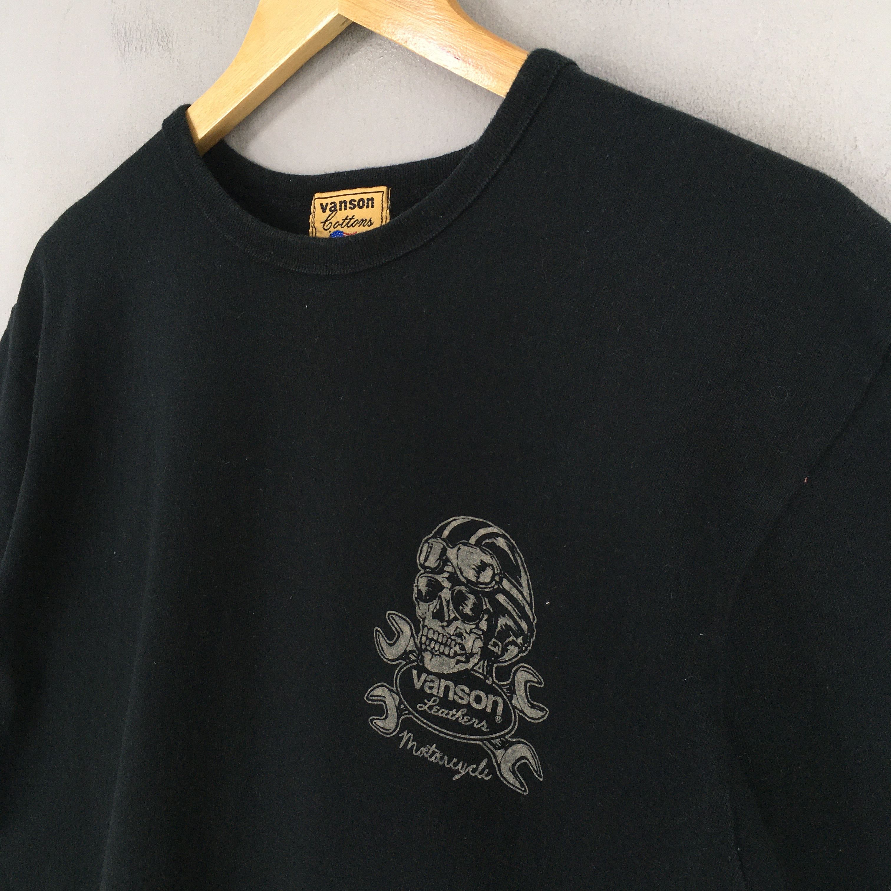 Vanson Leathers 90's Vanson Leather Skull Motorcycles Biker Black T shirt Size US M / EU 48-50 / 2 - 5 Thumbnail