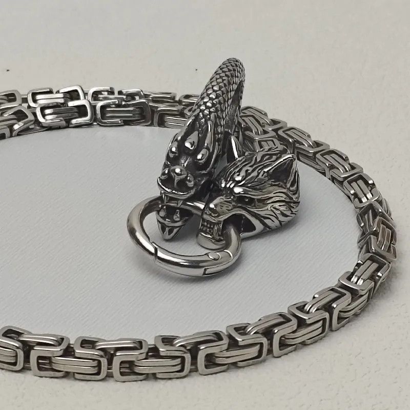 Japanese Brand × Jewelry Stainless Steel Wolf Head Punk Pants Chain Silver Size ONE SIZE - 4 Thumbnail