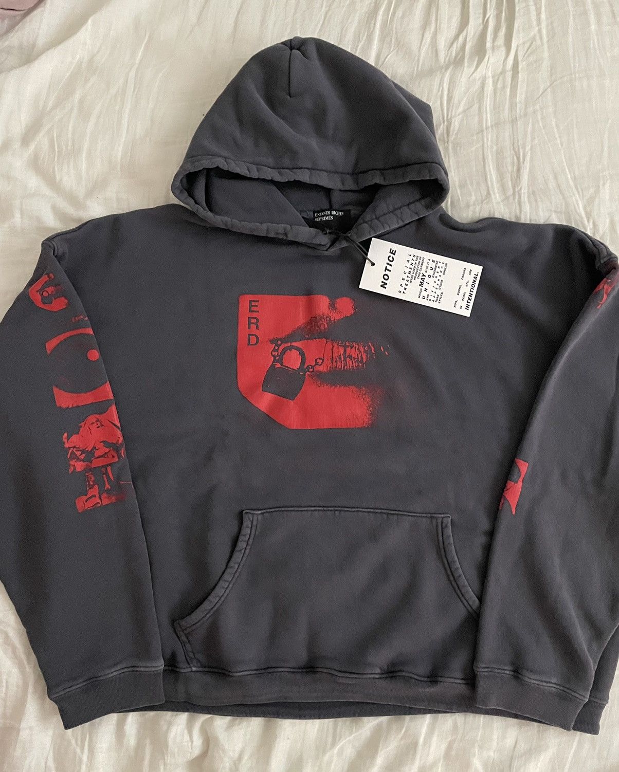 image of Enfants Riches Deprimes Faded Lips Hoodie 2Xl in Faded Black, Men's