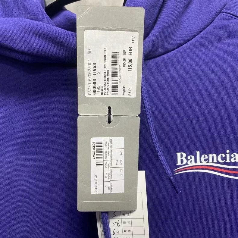 Balenciaga Balenciaga latest blue cola printed logo hoodie-2506 Size US S / EU 44-46 / 1 - 7 Thumbnail