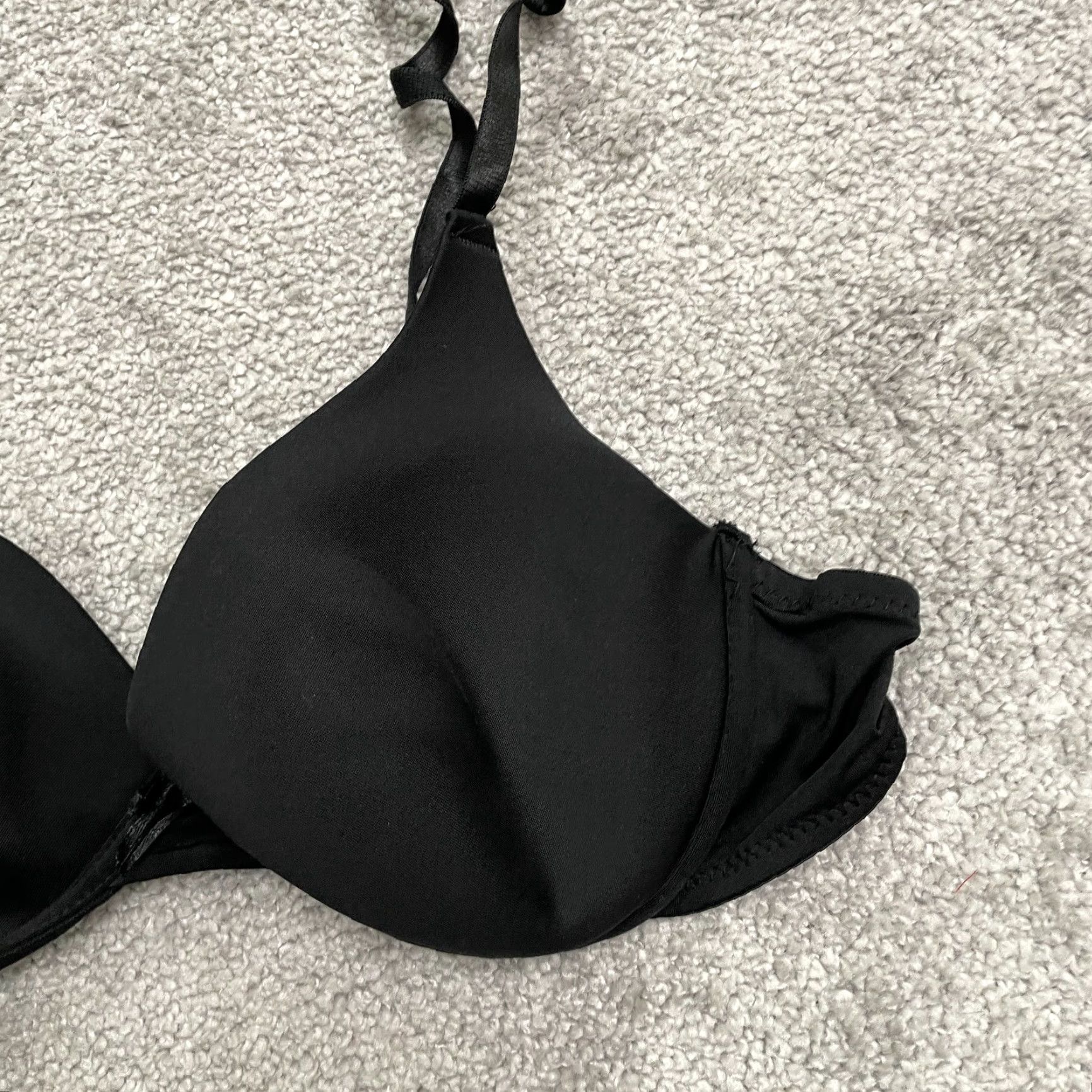 Vintage Unbranded Bra Womens 36B Black Underwired Padded Hook & Eye Adjustable Strap Size ONE SIZE - 3 Thumbnail