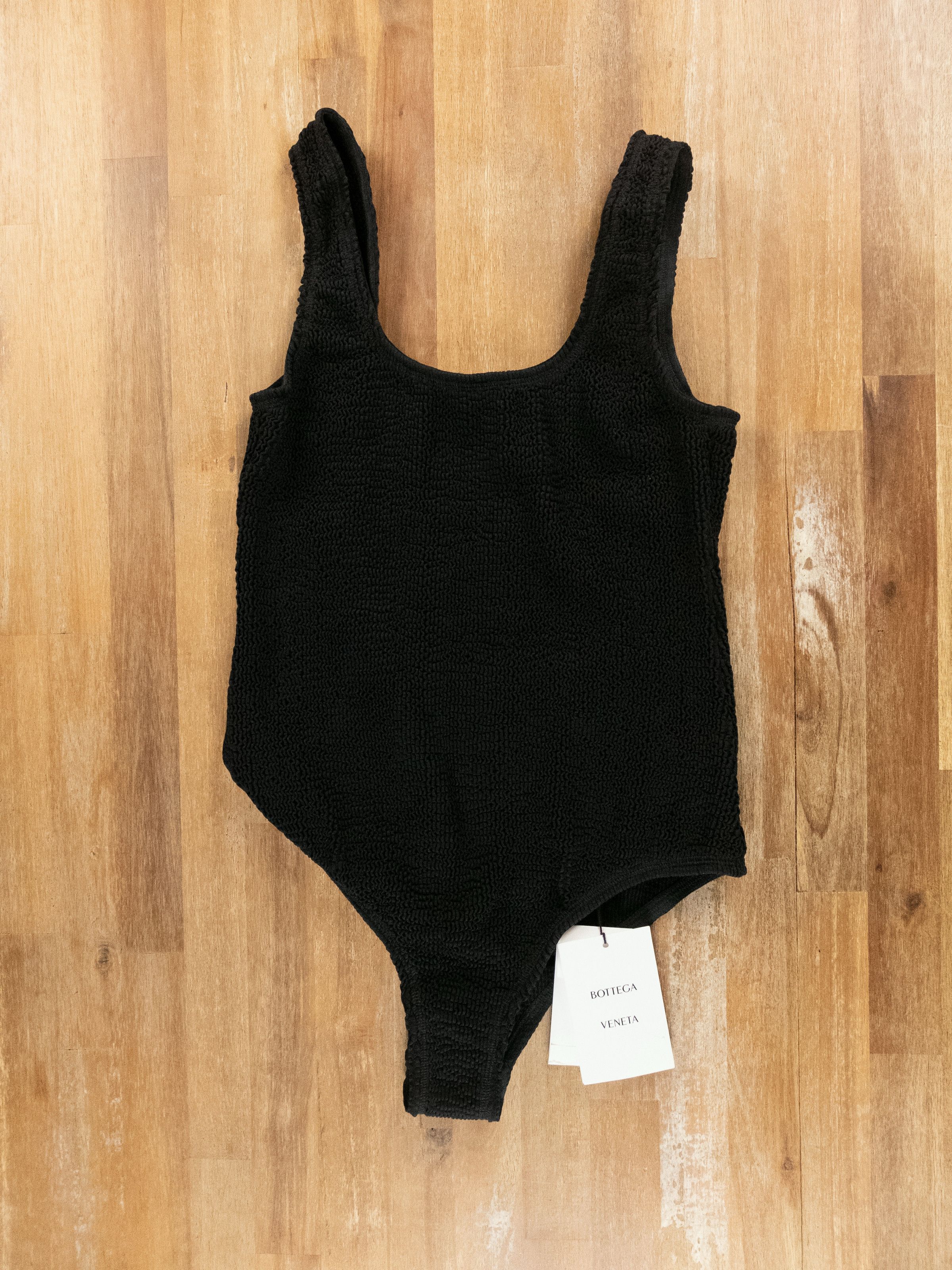Bottega Veneta BOTTEGA VENETA crinkle black one piece swimsuit swimwear 42 Size 28" / US 6 / IT 42 - 2 Thumbnail