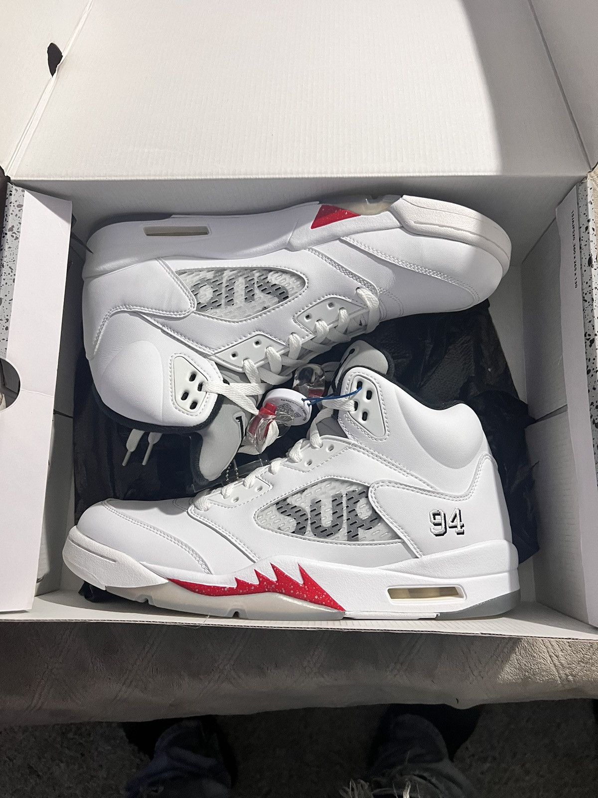 image of Jordan Supreme Jordan 5 White Supreme Shoes, Men's (Size 11)