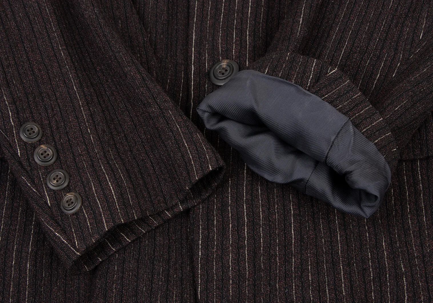 Jean Paul Gaultier Wool and Rayon Striped 2B Jacket in Dark Brown, Size 48 Size US M / EU 48-50 / 2 - 9 Thumbnail