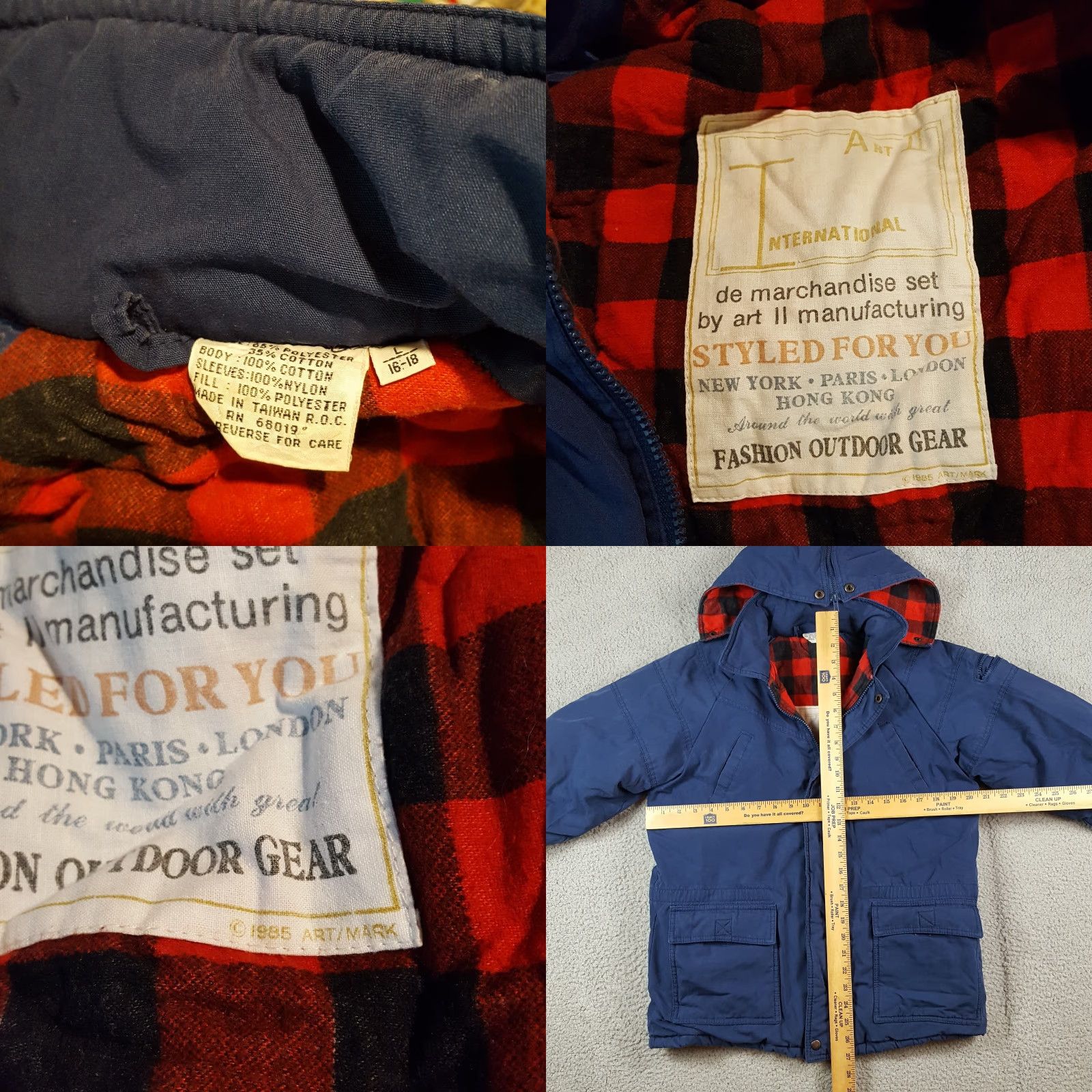 Vintage VINTAGE Art II Jacket Men 80s Buffalo Plaid Flannel Lined Hooded Outdoor Coat Blue Medium, Full Zip, Pockets, Lined, Vintage 80s, Fall, Spring, Winter Size US M / EU 48-50 / 2 - 8 Thumbnail