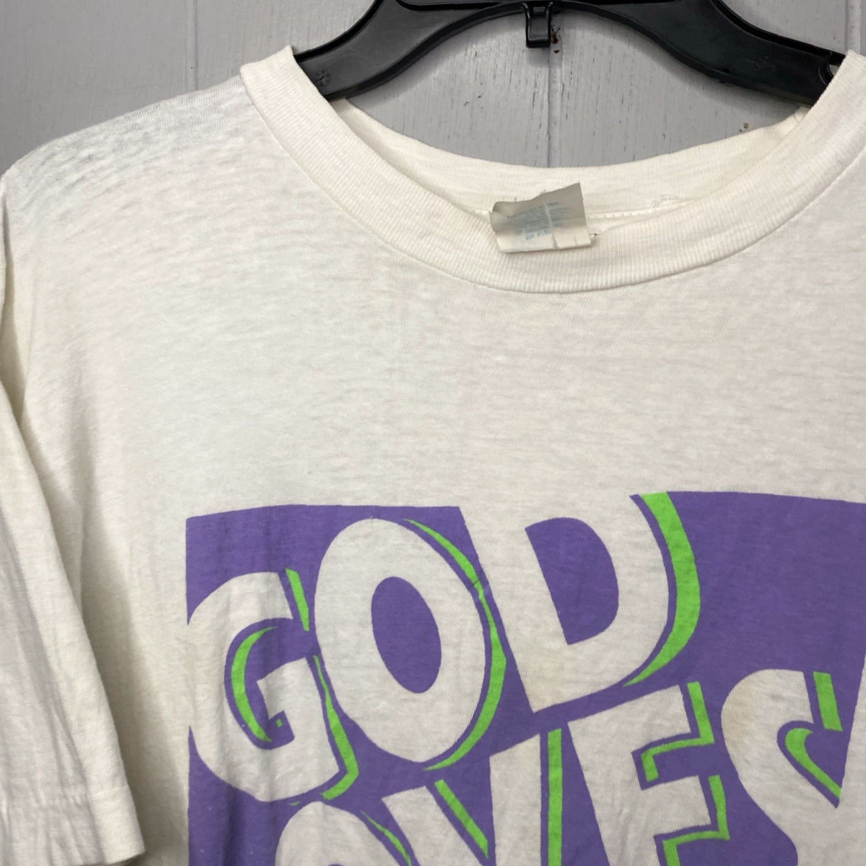 Vintage VINTAGE Jesus T Shirt White Short Sleeve L 90s Unisex God Loves You Pass It On Graphic Tee Cotton Shirt Size US L / EU 52-54 / 3 - 7 Thumbnail