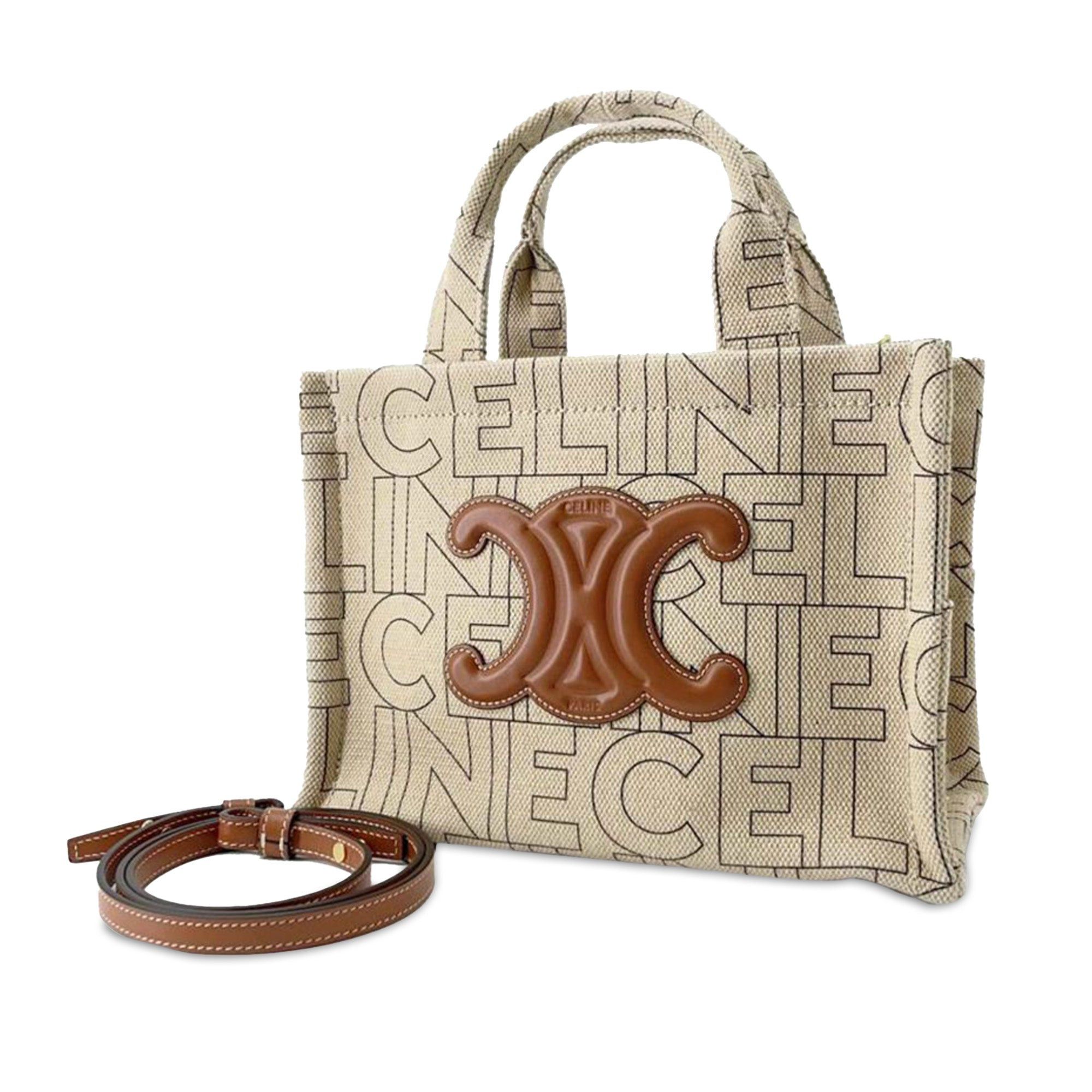 image of Celine Small Cabas Thais Satchel in Brown, Women's