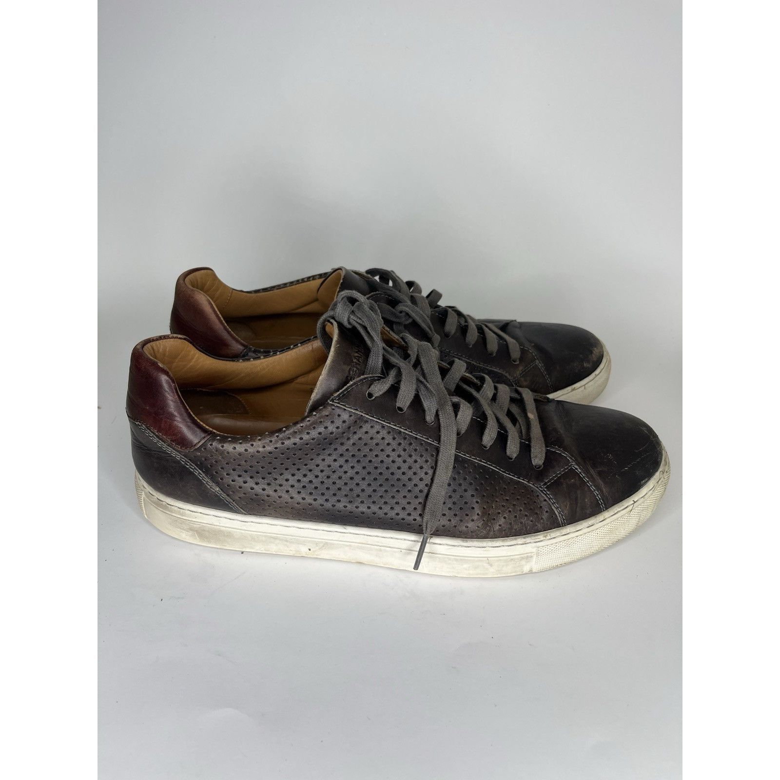 Magnanni Magnanni Brown Leather Lace Up Casual Low Top Sneakers Shoes Size US 12 / EU 45 - 1 Thumbnail