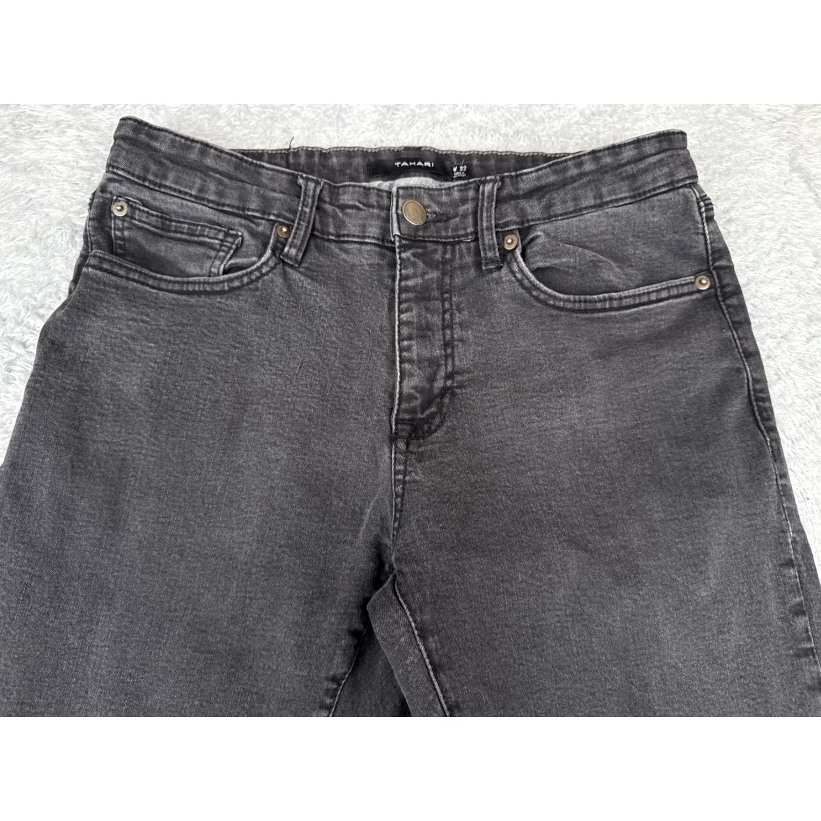Vintage Tahari Jeans Womens 32 Black Skinny Distressed Cotton Blend Mid Rise 30x30 Size 24" / US 00 / IT 34 - 4 Thumbnail
