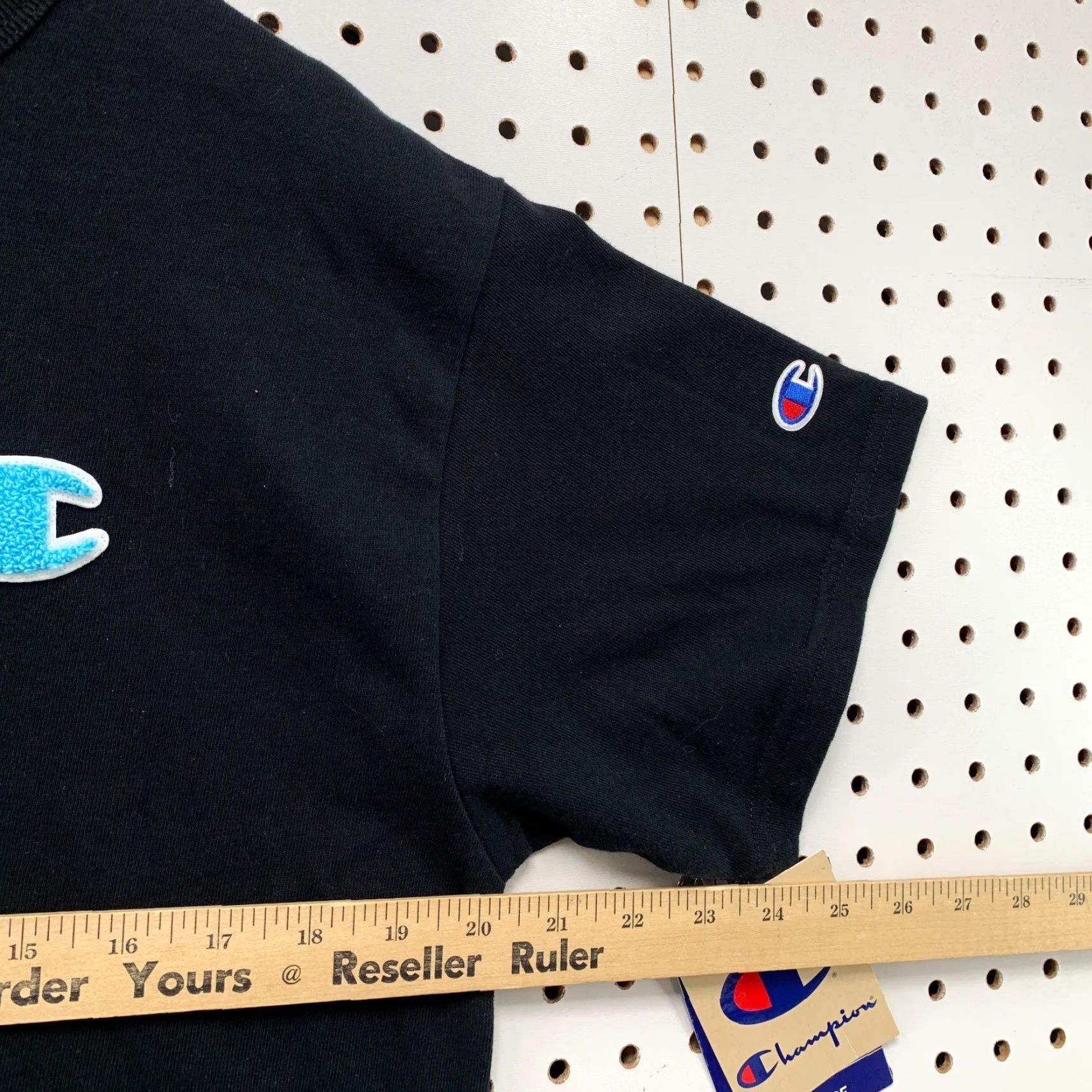 Champion VINTAGE Champion Cropped Shirt Womens Small Black Neon Blue Logo Patch Casual Summer 90s Womens Size S / US 4 / IT 40 - 4 Thumbnail