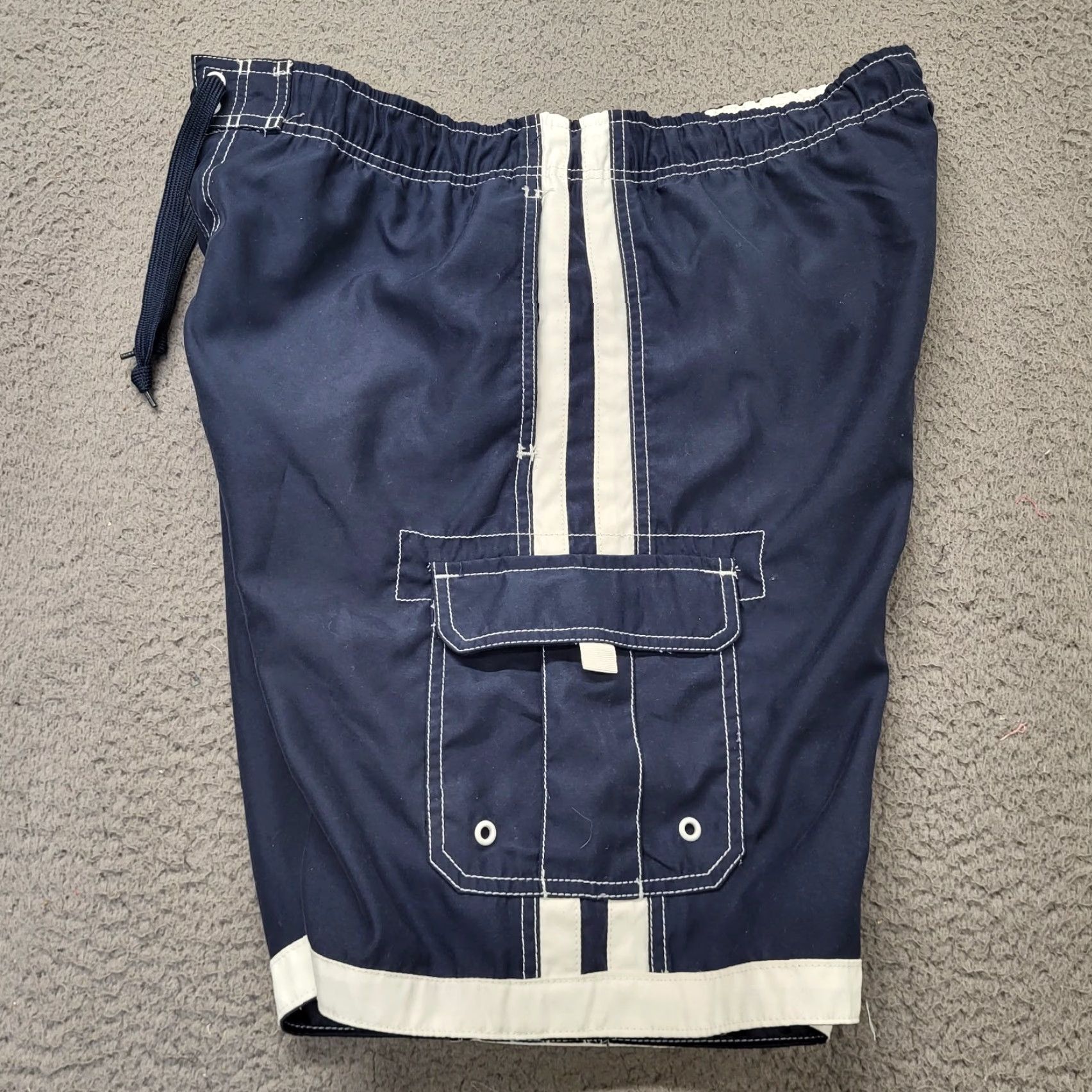 Joe Boxer Joe Boxer Swim Shorts Mens L Navy White Colorblock Drawstring Pockets Short Size US 33 - 3 Thumbnail