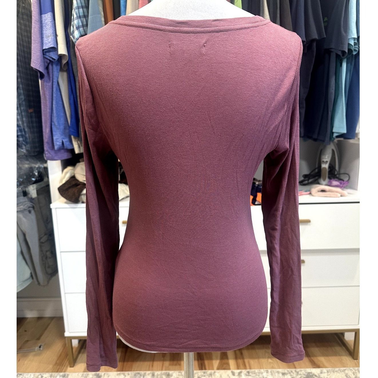 Madewell Madewell Ribbed Long Sleeve Knit Cotton Collegiate Top M Size M / US 6-8 / IT 42-44 - 5 Thumbnail