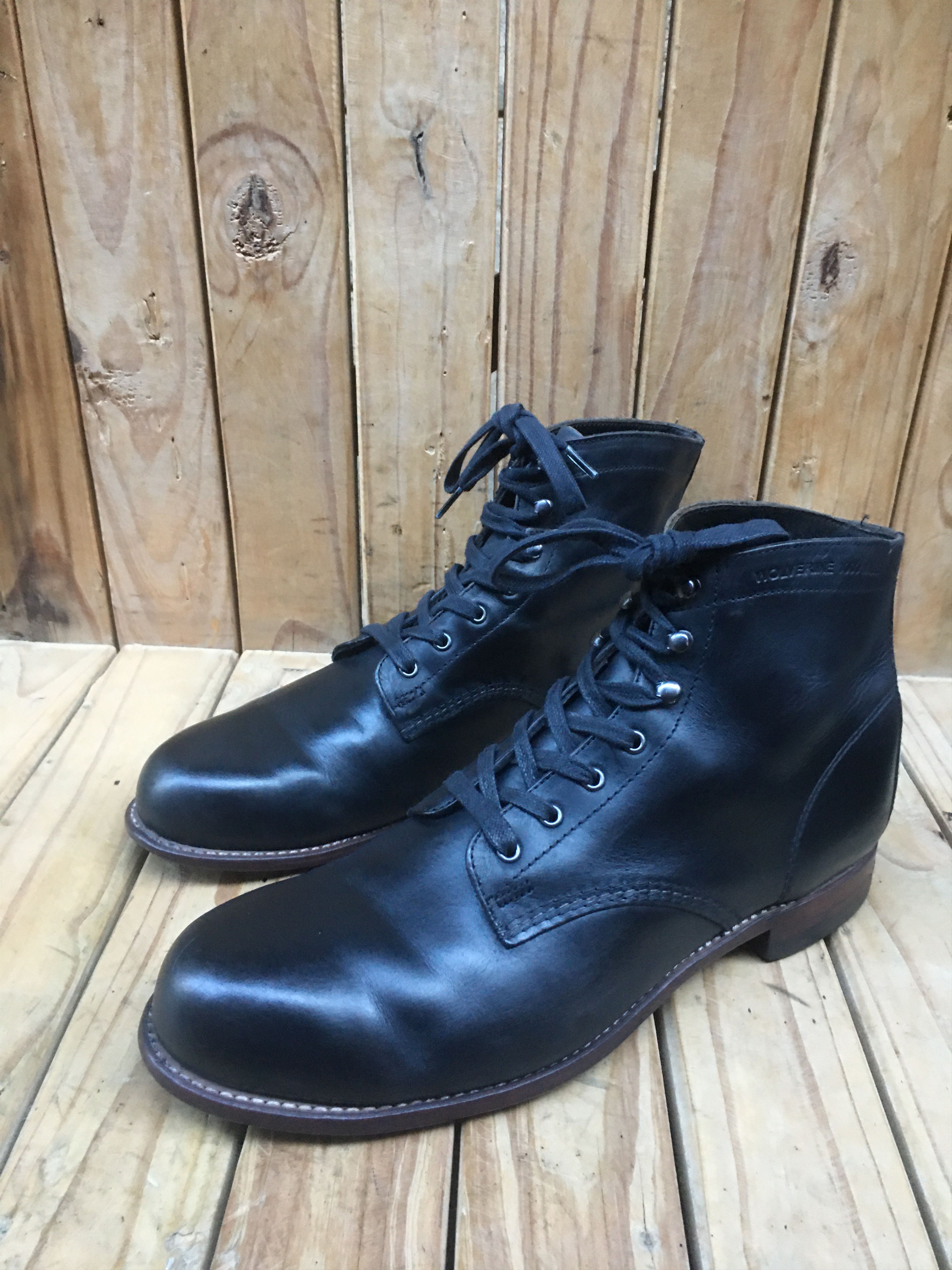 wolverine 1000 miles black leather boots sz US 12 D