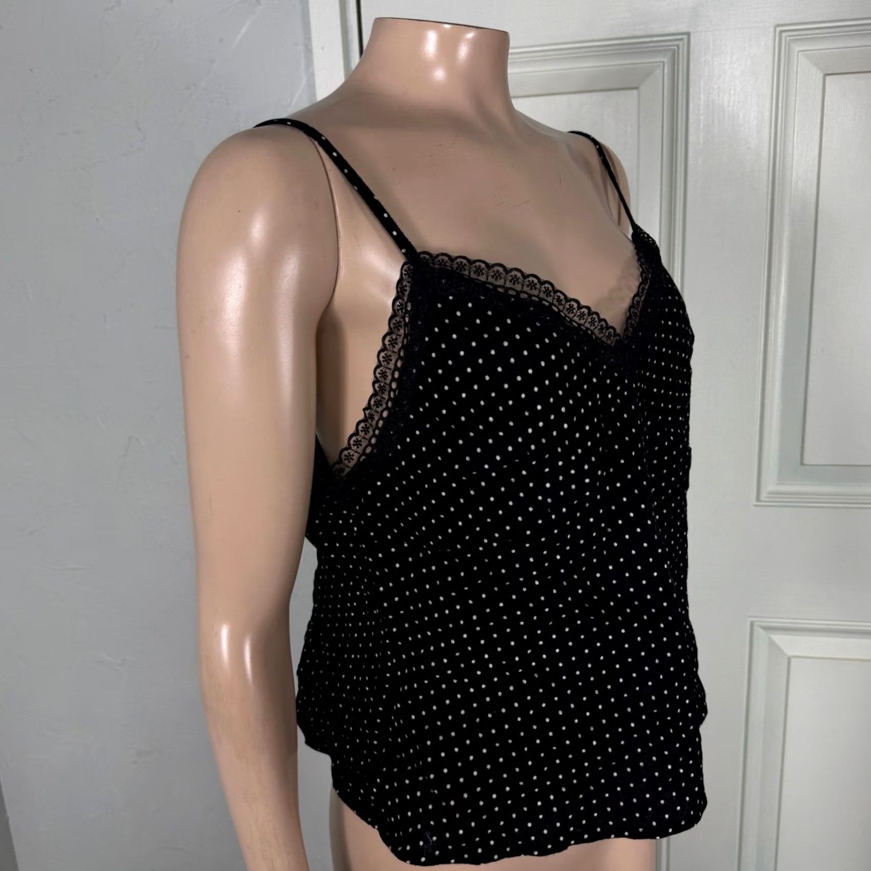 Vintage VINTAGE ruby moon Shirt L Black NOS Y2k Lace Cotton Tank top Polka Dot YY26 Size L / US 10 / IT 46 - 5 Thumbnail