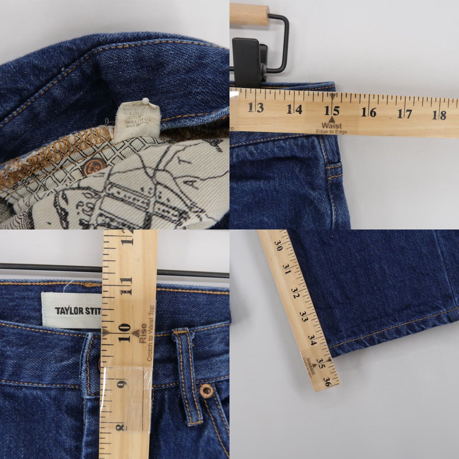 Taylor Stitch Taylor Stitch Jeans Mens 30 Blue Slim Denim Button Fly 5-Pocket Organic Cotton Selvedge Modern Straight Size US 30 / EU 46 - 8 Thumbnail