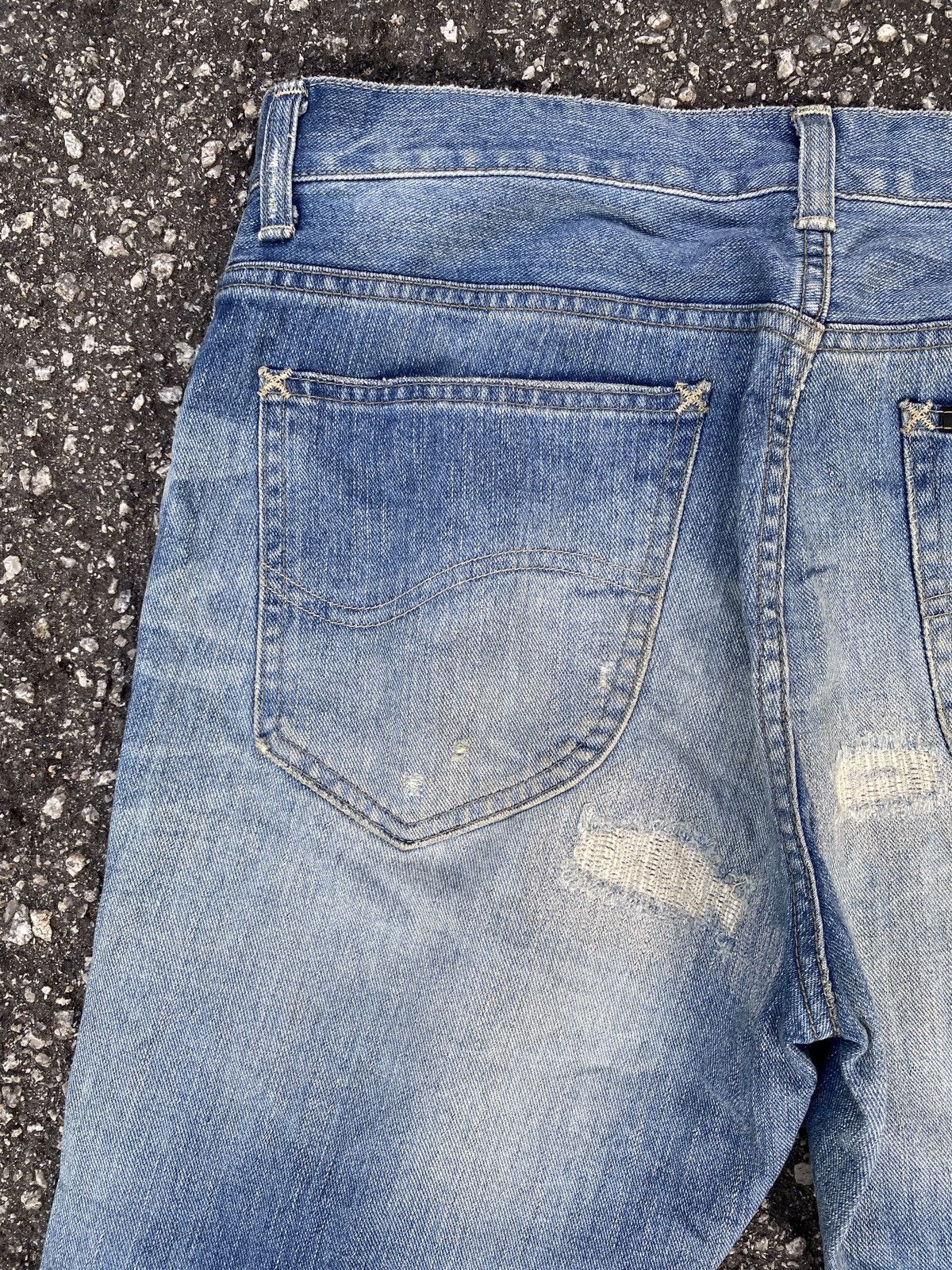Japanese Brand × Lee Vintage Lee Blue Washed Distressed Patchwork Flare Denim Size US 32 / EU 48 - 16 Thumbnail