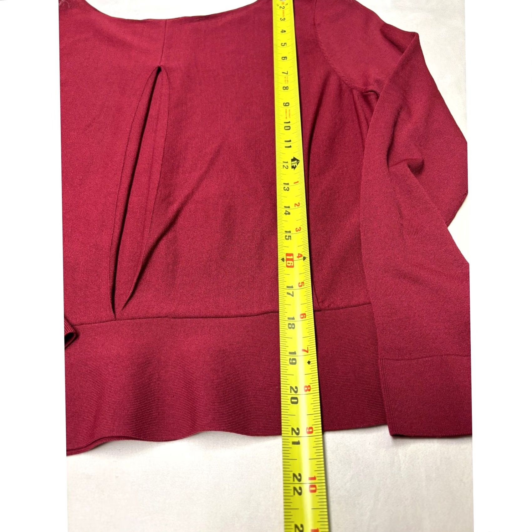 Cos COS Burgundy Red Open Back Top Long Sleeve Peplum Hem Womens Size M Size M / US 6-8 / IT 42-44 - 4 Thumbnail