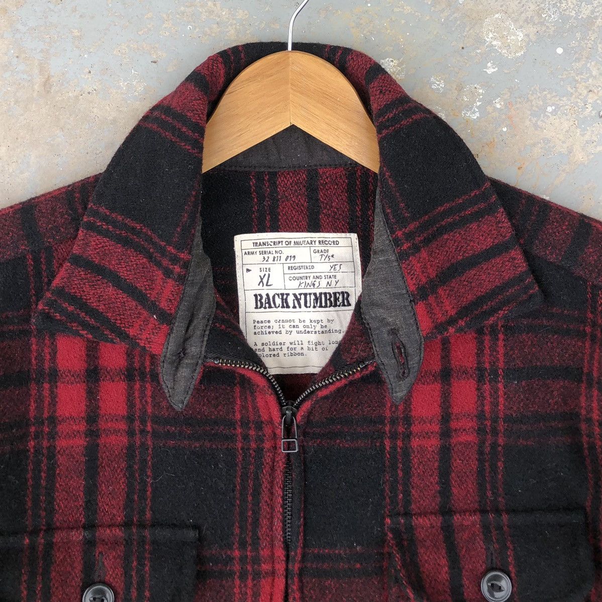 Japanese Brand Back Number Wool Jacket Red Plaid Tartan Jacket Size US L / EU 52-54 / 3 - 17 Thumbnail