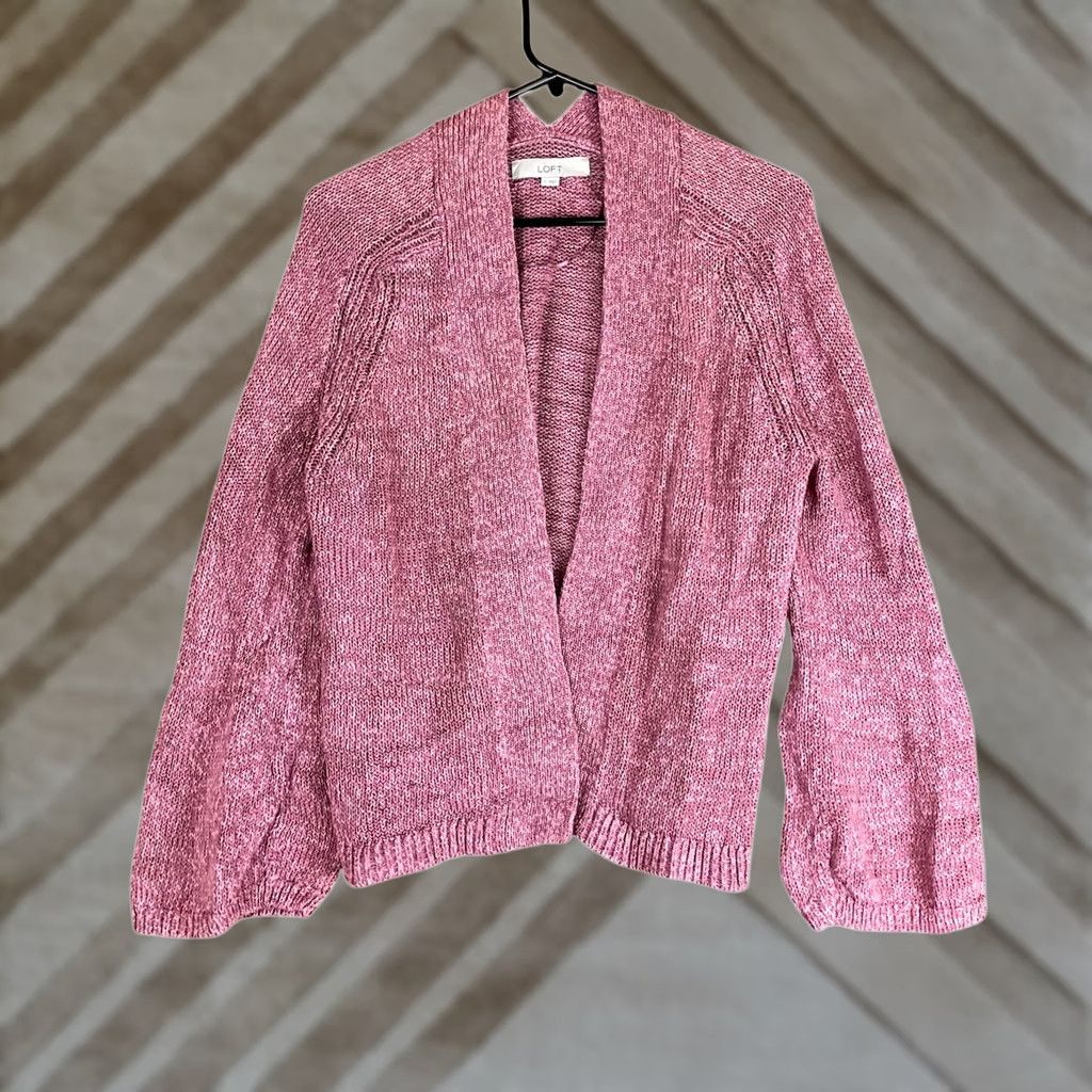 Loft LOFT Ann Taylor Womens Cardigan Purple Open Knit Relaxed Large Knitted Sweater Size L / US 10 / IT 46 - 1 Thumbnail