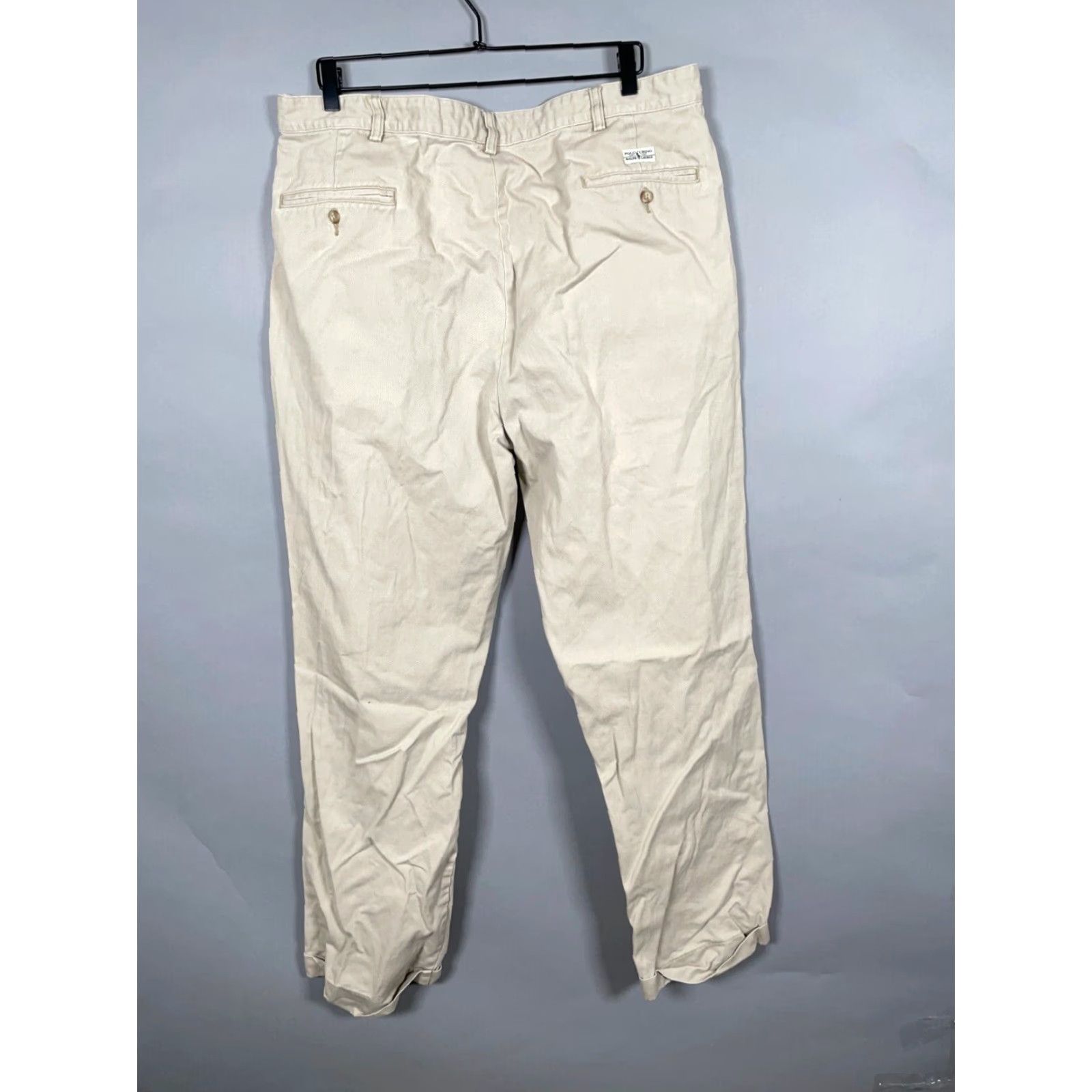 Polo Ralph Lauren VINTAGE Polo Ralph Lauren Chino Pants Men's 40x32 Beige Pleated High Rise Regular Inseam 32 Cuffed Preppy Retro Loyalist Mens Size US L / EU 52-54 / 3 - 2 Thumbnail