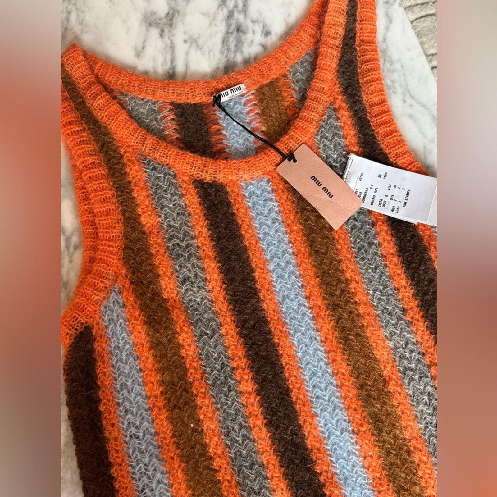 Miu Miu Miu Miu NWT 2019 Mohair Sweater Vest Striped Knit Size M / US 6-8 / IT 42-44 - 1 Thumbnail