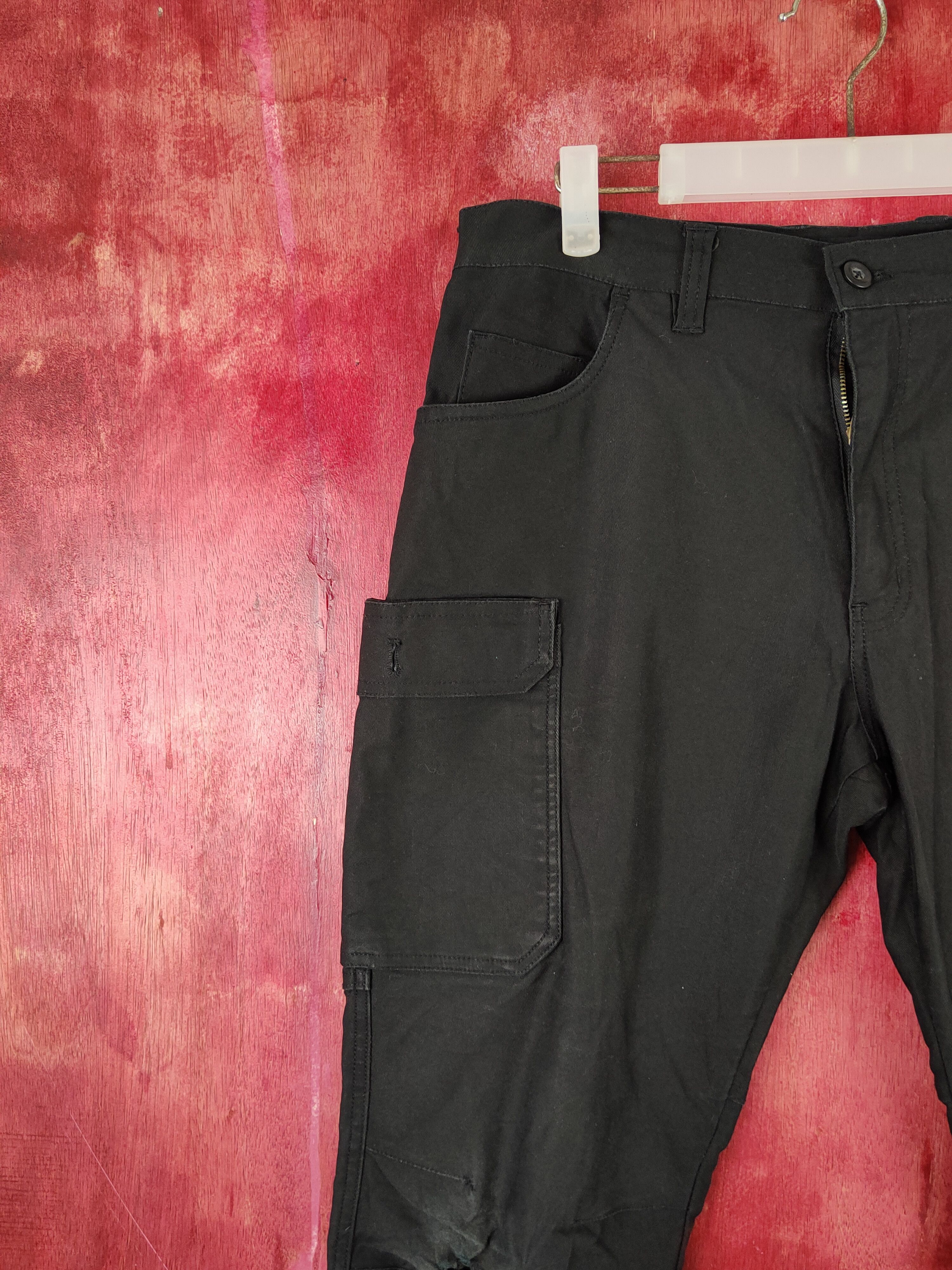 Japanese Brand Real Base Black Multipocket Tactical Cargo Pants #S1820 Size US 32 / EU 48 - 4 Thumbnail