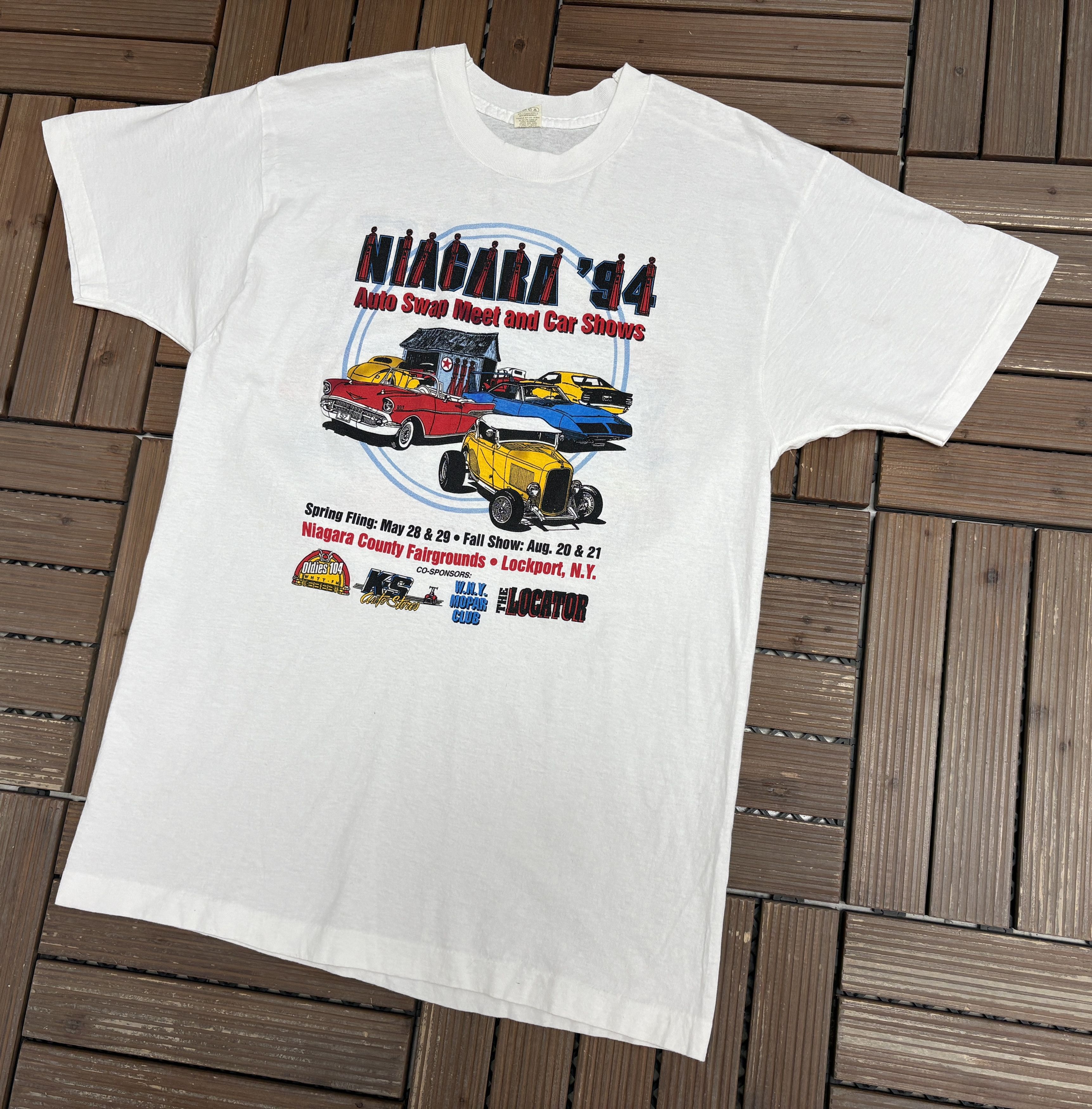 Vintage Niagara '94 Auto Swap Car Shows Vintage White T-Shirt Tee Size US XL / EU 56 / 4 - 3 Thumbnail