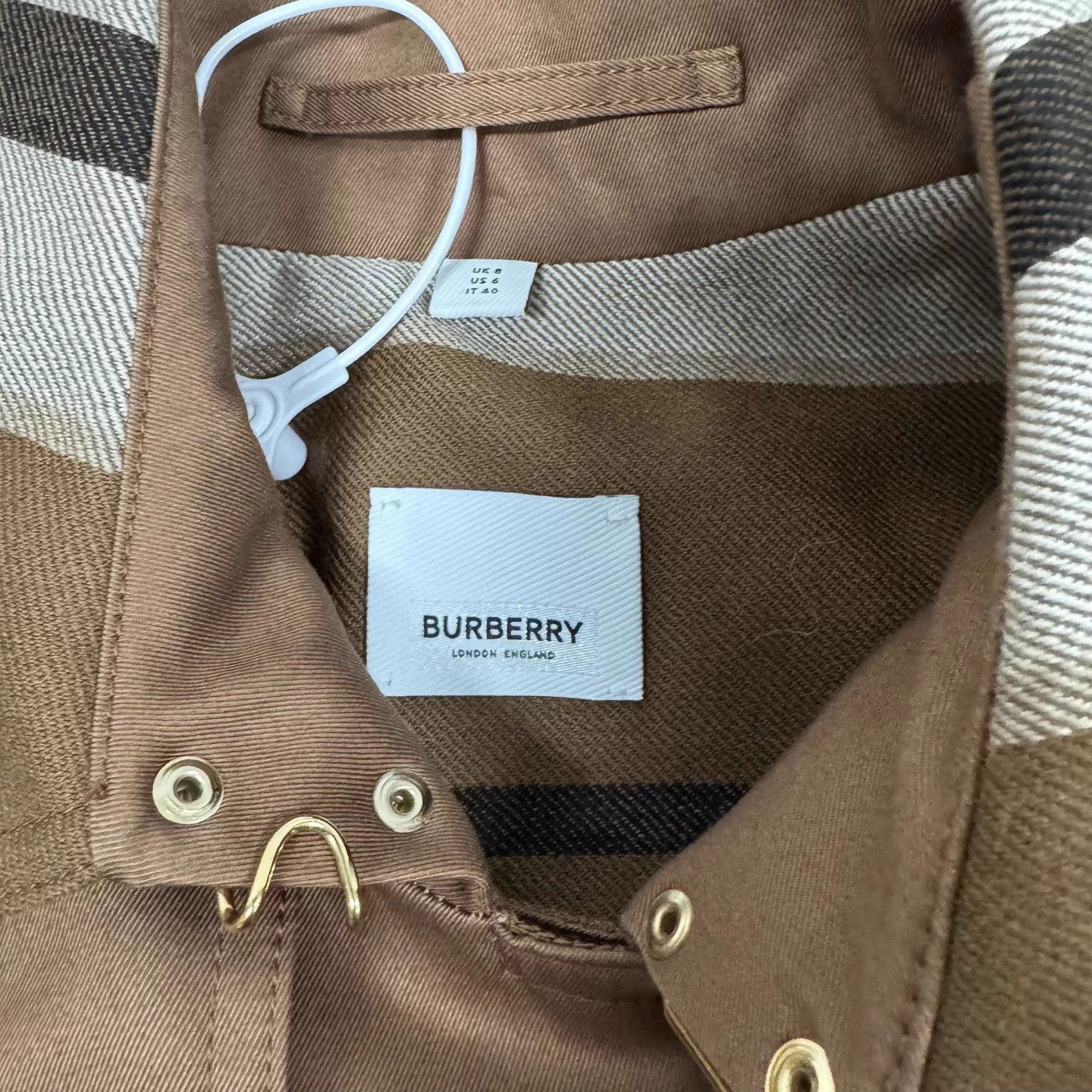 Burberry BURBERRY Tan Wool Check Panel Coat UK8 MINT Size S / US 4 / IT 40 - 7 Thumbnail