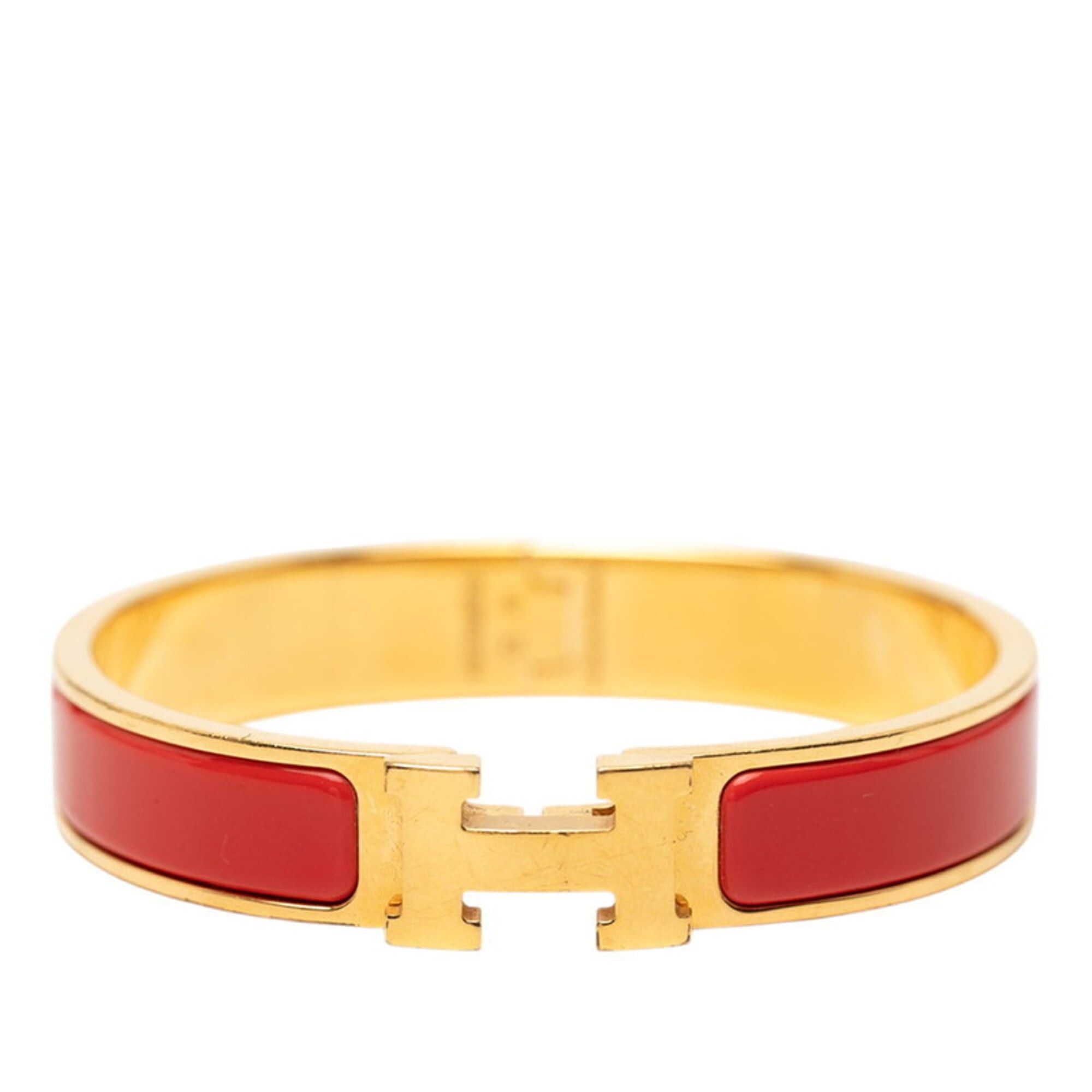Hermes Hermes Click H PM Bracelet Bangle Gold Red Plated Women's HERMES Size ONE SIZE - 1 Thumbnail