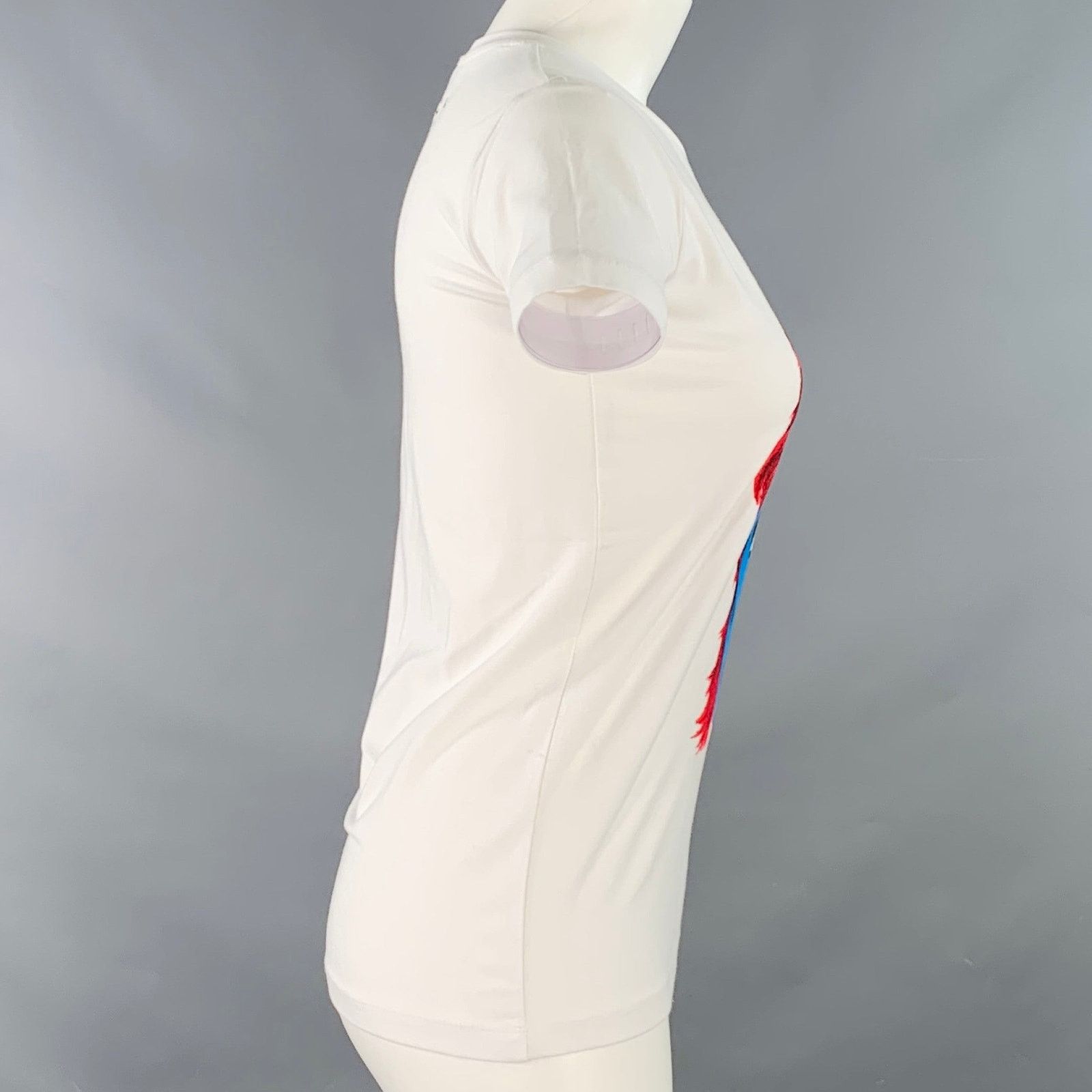 John Richmond White Multi Color Cotton Blend David Bowie Print T-Shirt Size XS / US 0-2 / IT 36-38 - 3 Thumbnail