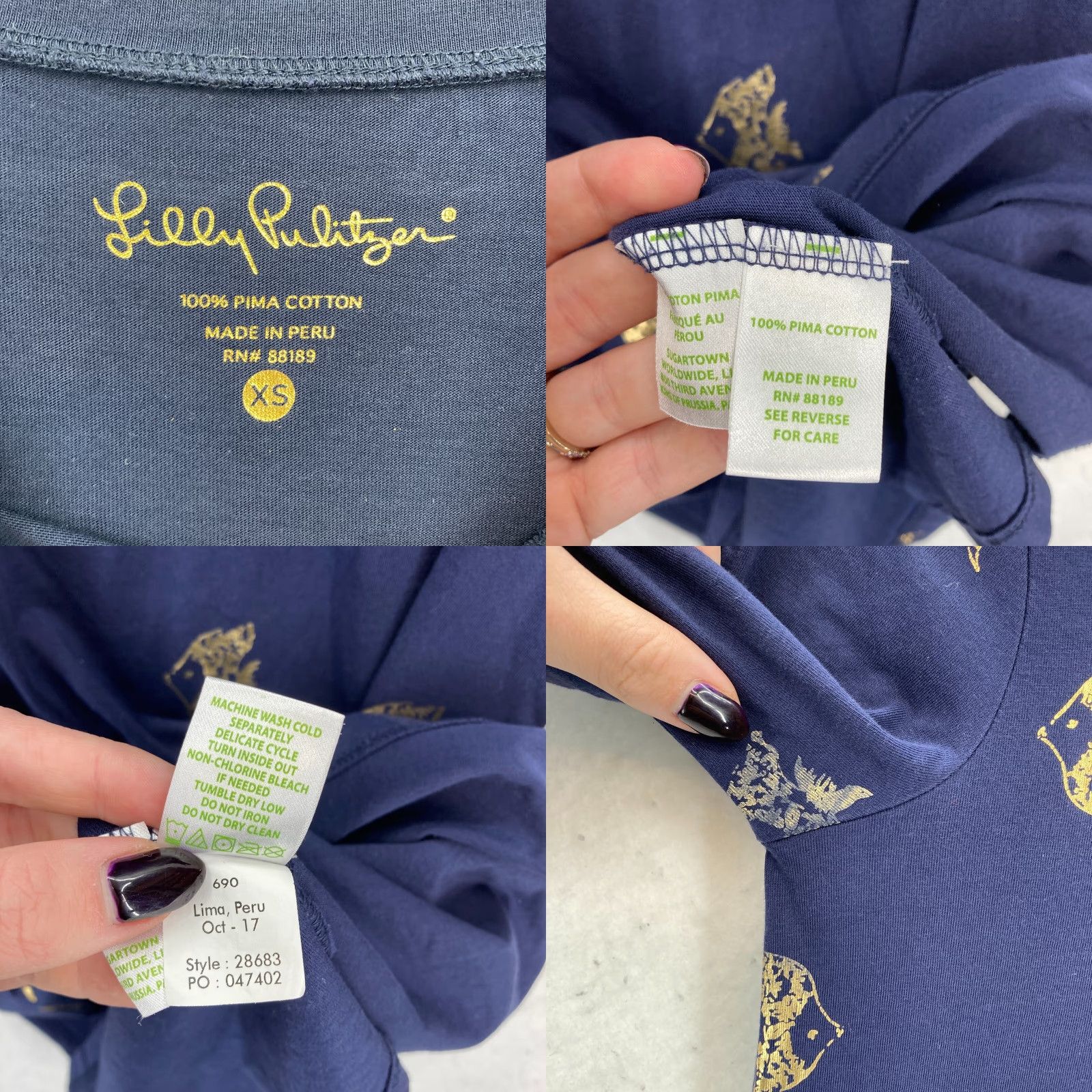 Lilly Pulitzer Lilly Pulitzer XS Navy Gold Foil Fish Print Tunic Dress Pima Cotton Nautical Size XS / US 0-2 / IT 36-38 - 8 Thumbnail
