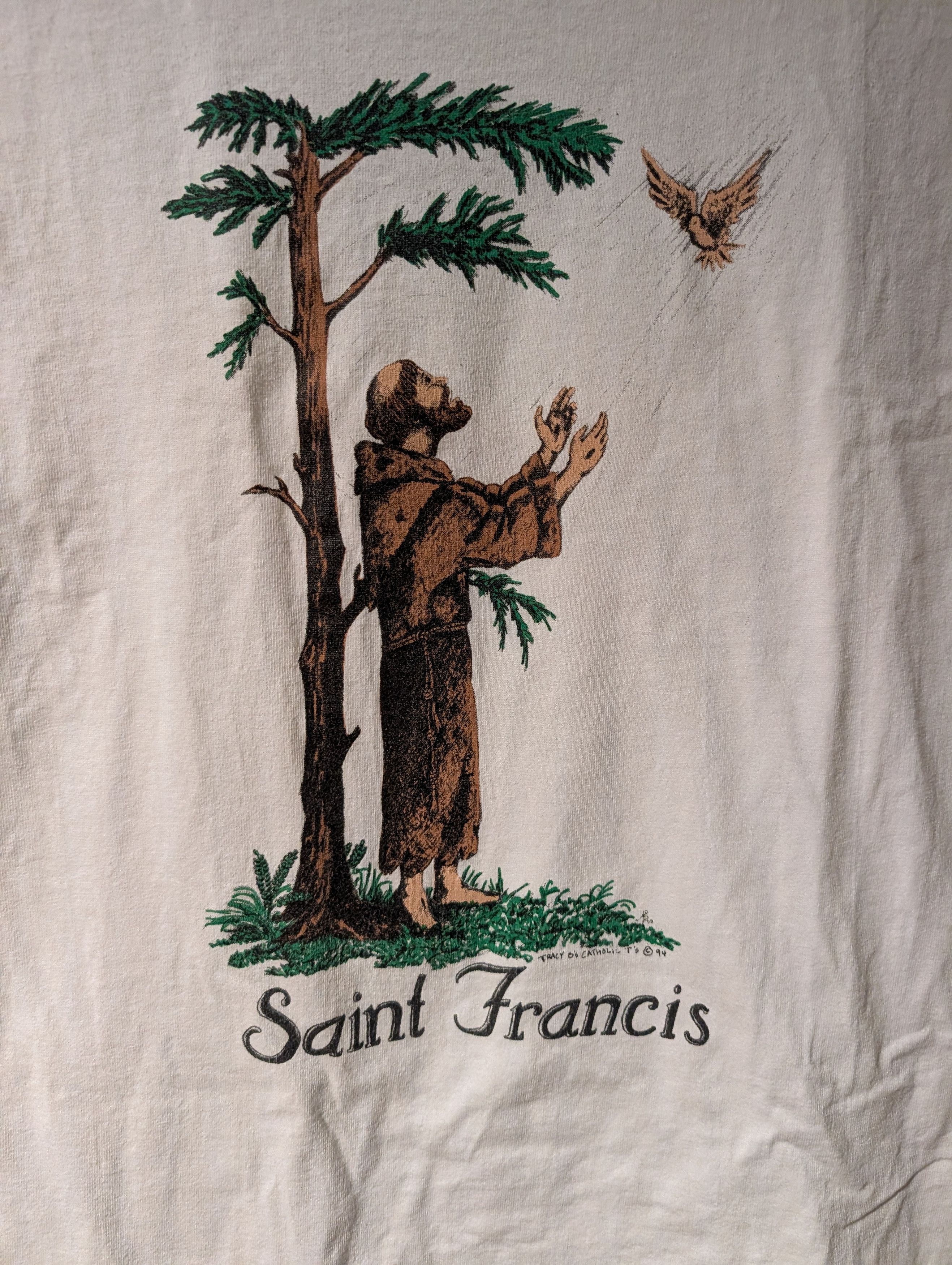 Hanes Vintage 1994 Saint Francis Assisi T-Shirt Catholic Religion Size US M / EU 48-50 / 2 - 2 Thumbnail
